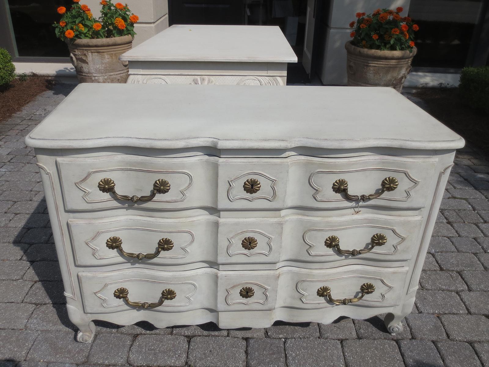 Painted 20th Century Louis XV Style Commode with Custom Paint, Three Drawers