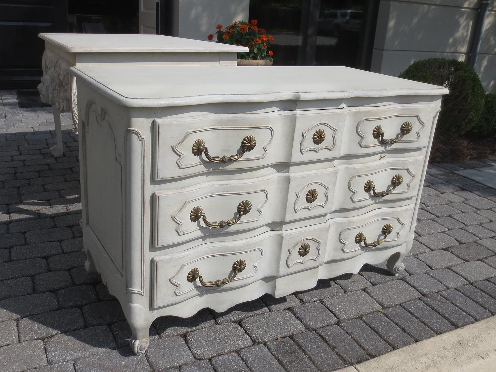 20th Century Louis XV Style Commode with Custom Paint, Three Drawers In Good Condition In Atlanta, GA