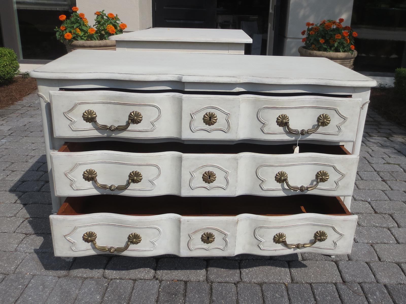 Wood 20th Century Louis XV Style Commode with Custom Paint, Three Drawers