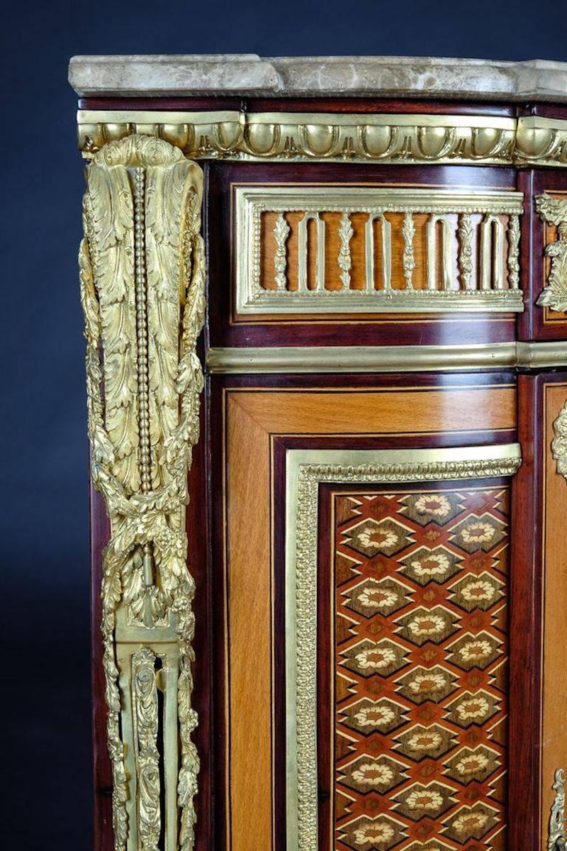 Bronze 20th Century Louis XV Style Corner Commode After Jean Henri Riesener For Sale