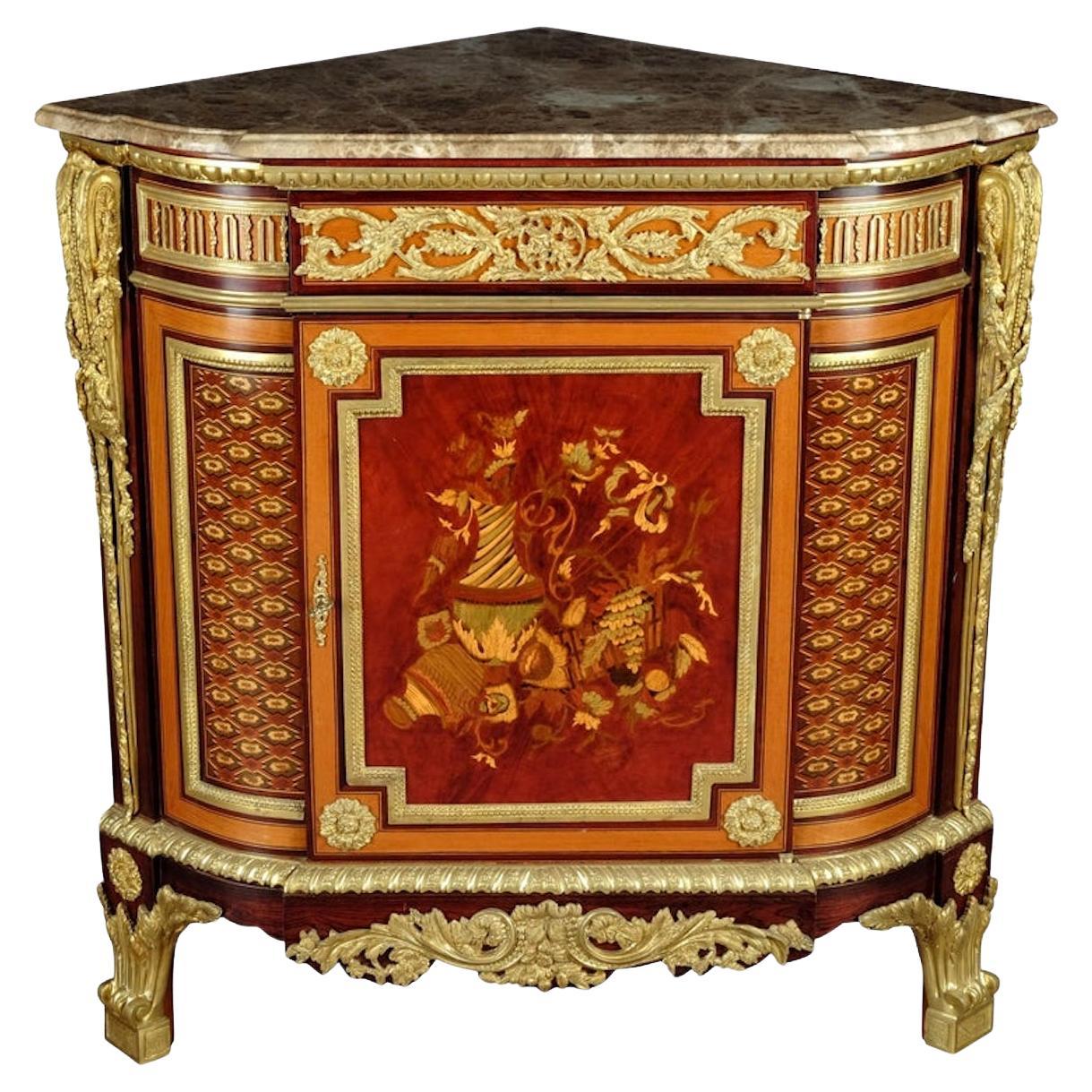 20th Century Louis XV Style Corner Commode After Jean Henri Riesener