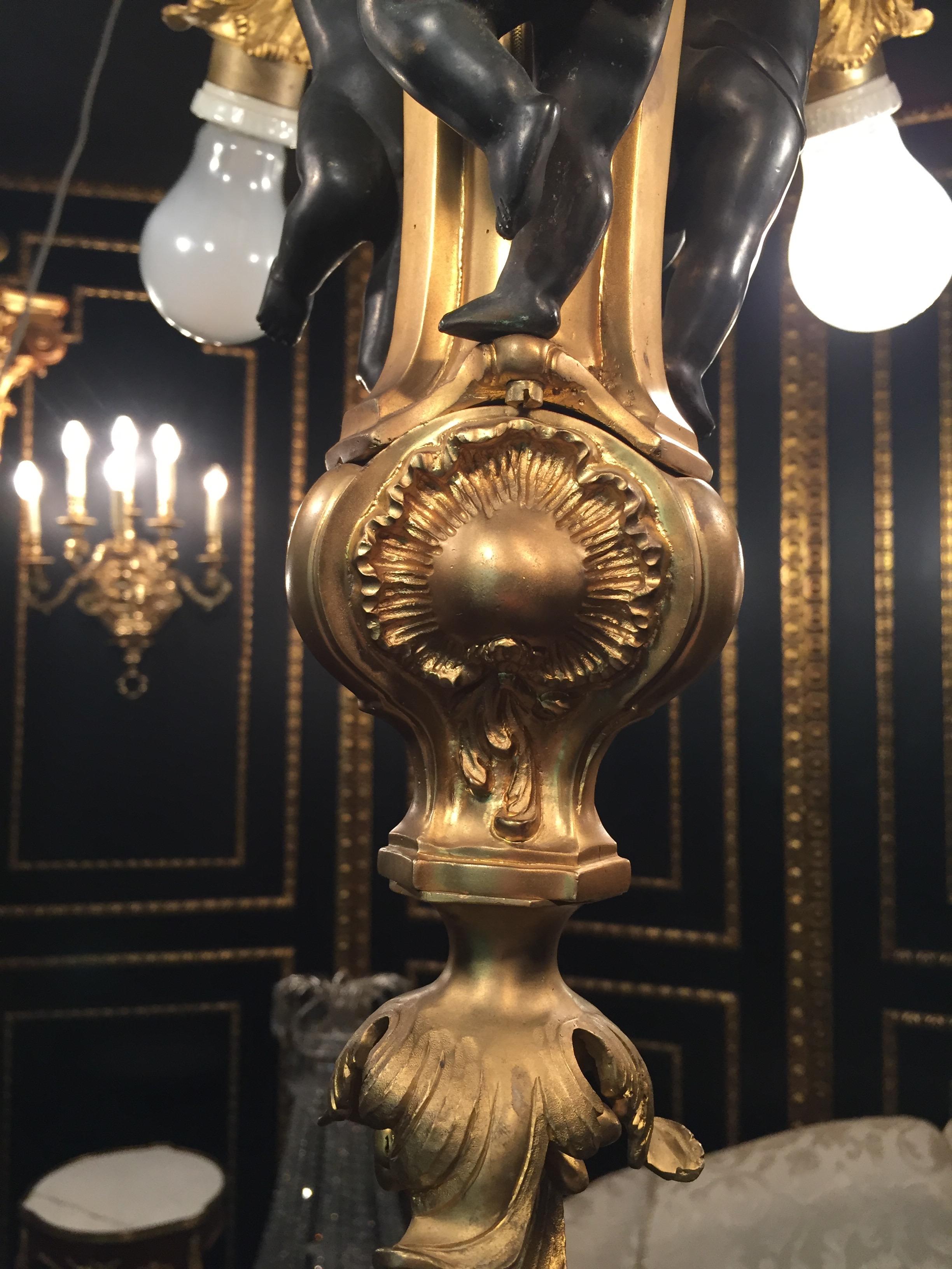 Bronzed 20th Century Louis XV-Style French Chandelier