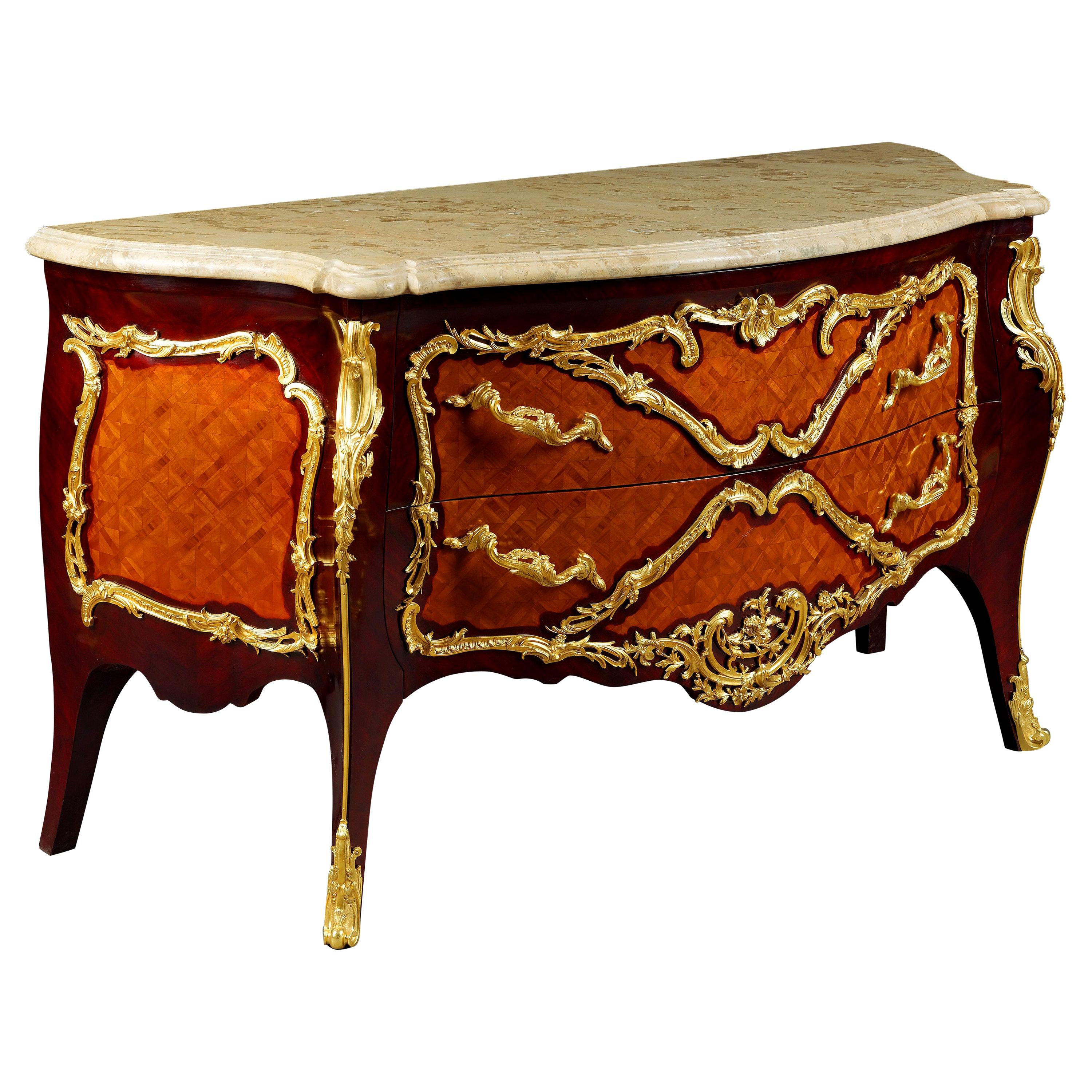 20th Century Louis XV Style French Kingwood Commode after Francois Linke For Sale