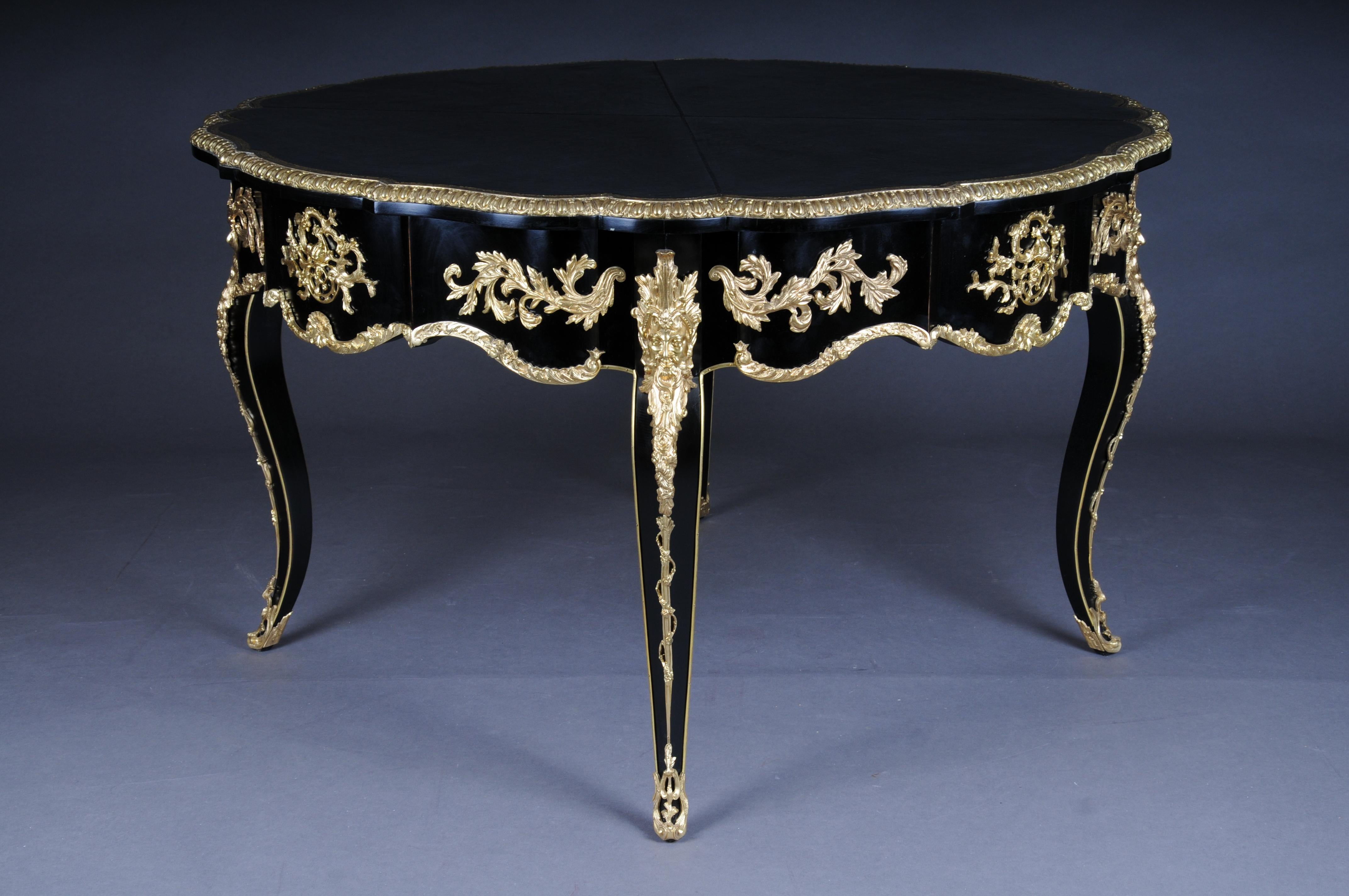 20th Century Louis XV Style French Salon Table, Black Gold For Sale 6