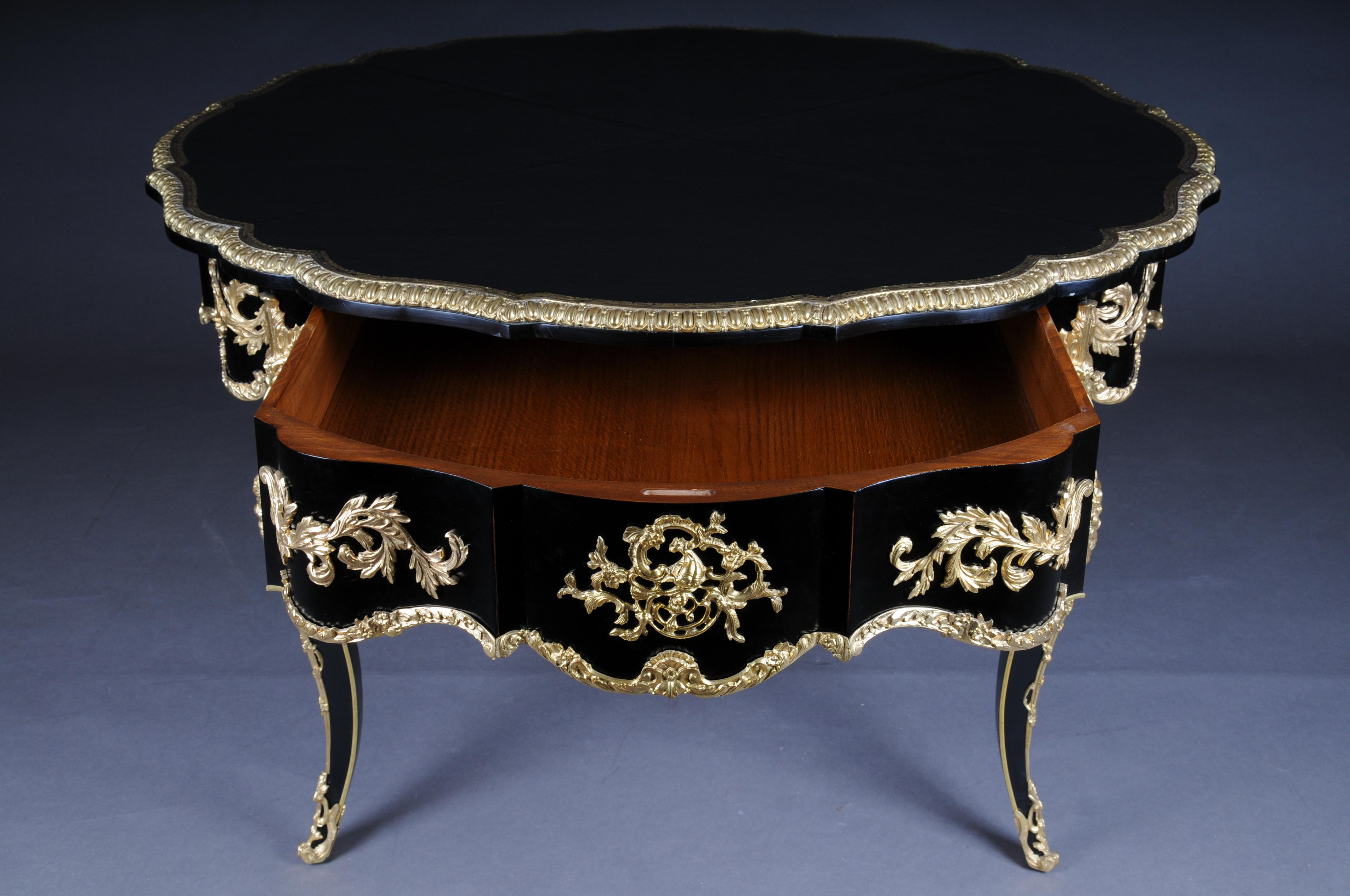 20th Century Louis XV Style French Salon Table, Black Gold For Sale 11