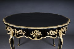 20th Century Louis XV Style French Salon Table, Black Gold