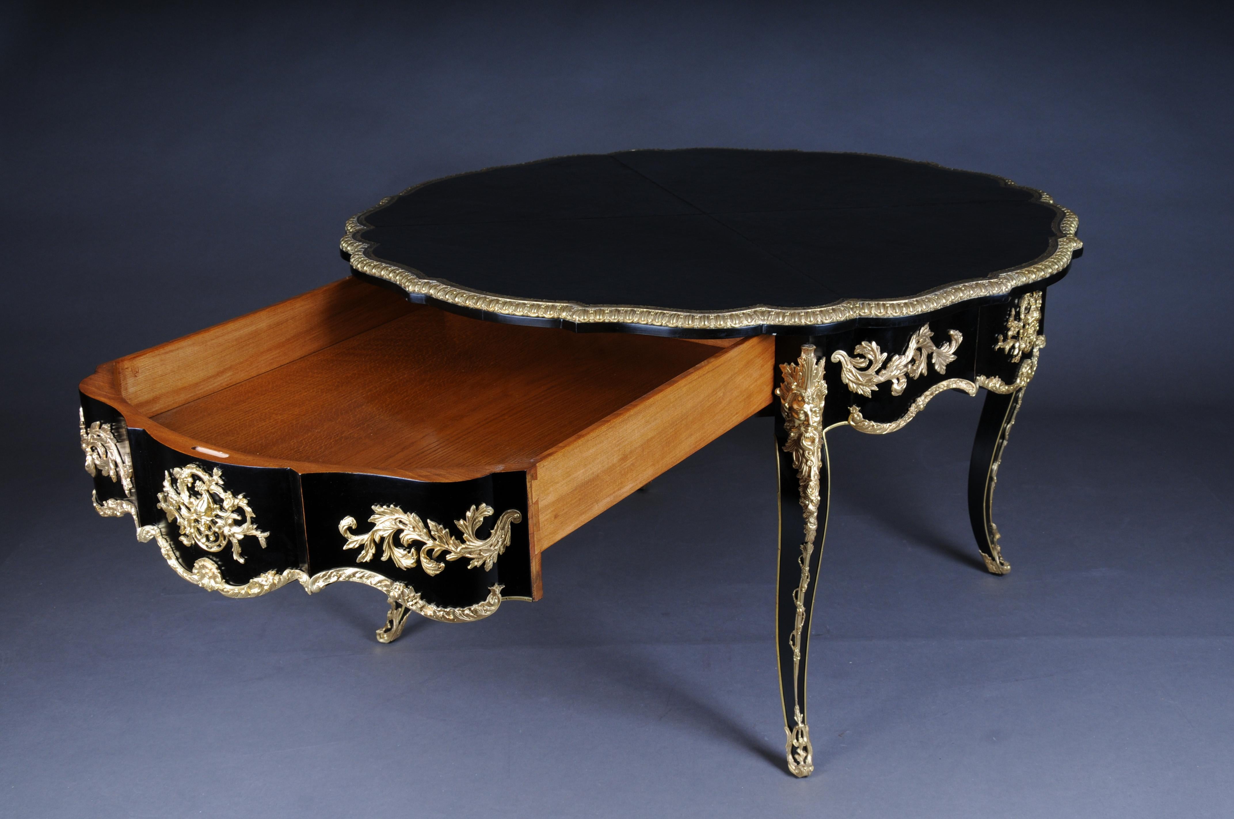 20th Century Louis XV Style French Salon Table, Black Gold For Sale 2