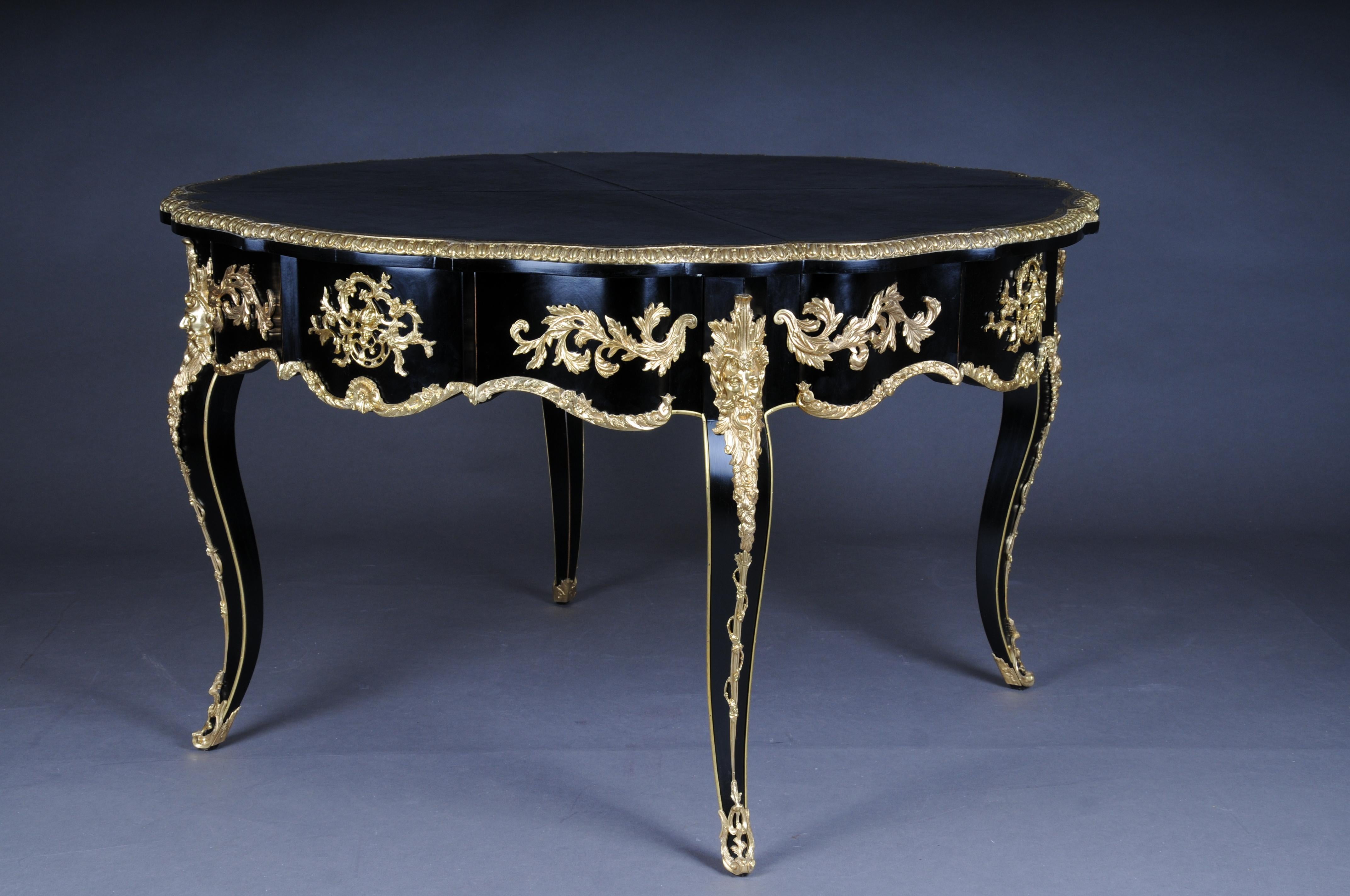20th Century Louis XV Style French Salon Table, Black Gold For Sale 3