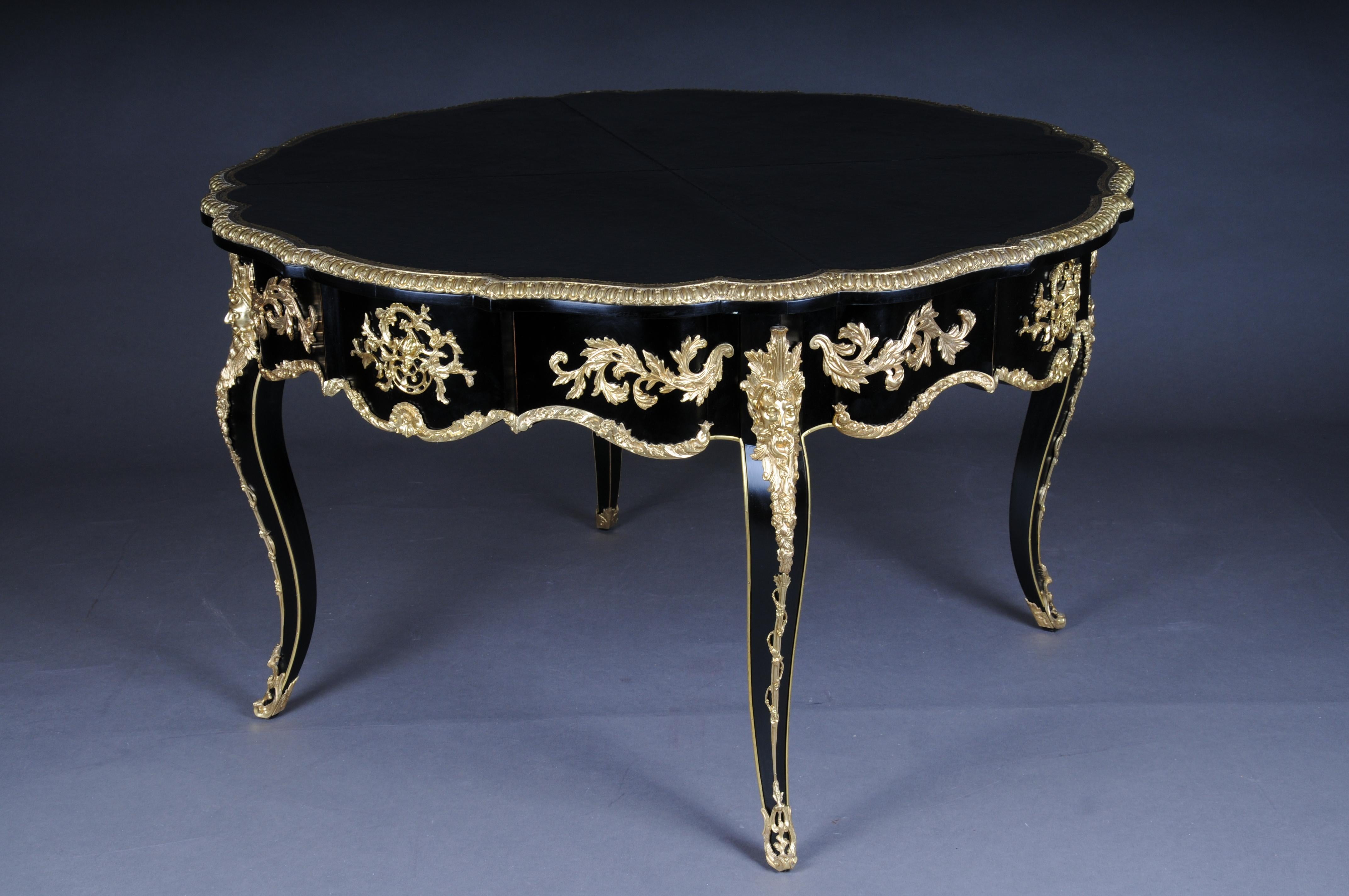 20th Century Louis XV Style French Salon Table, Black Gold For Sale 4