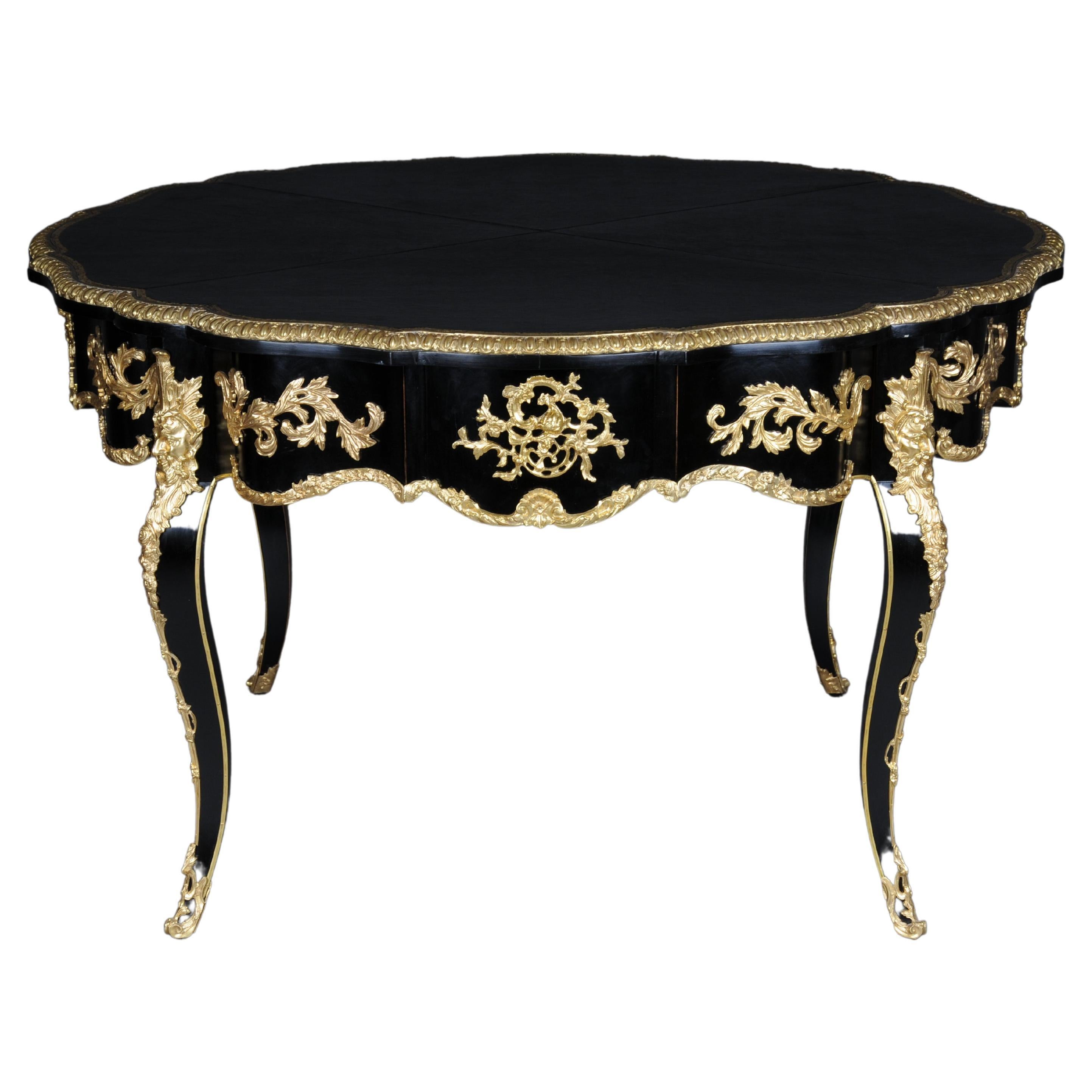 Mesa de Salón Francesa Estilo Luis XV Siglo XX, Oro Negro