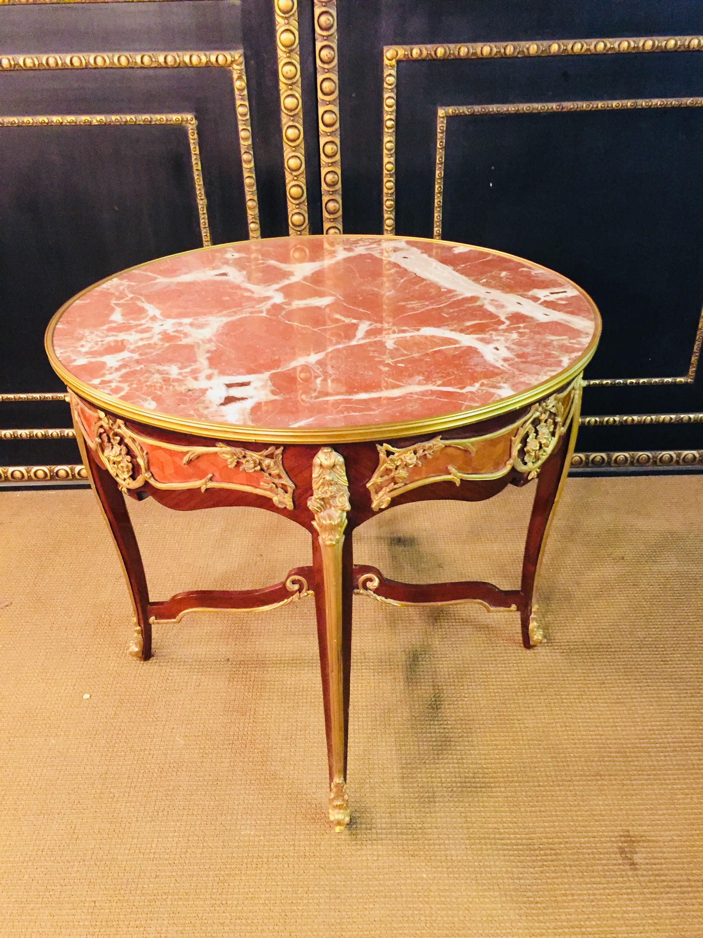 20th Century Louis XV Style French Salon Table with Marble 7