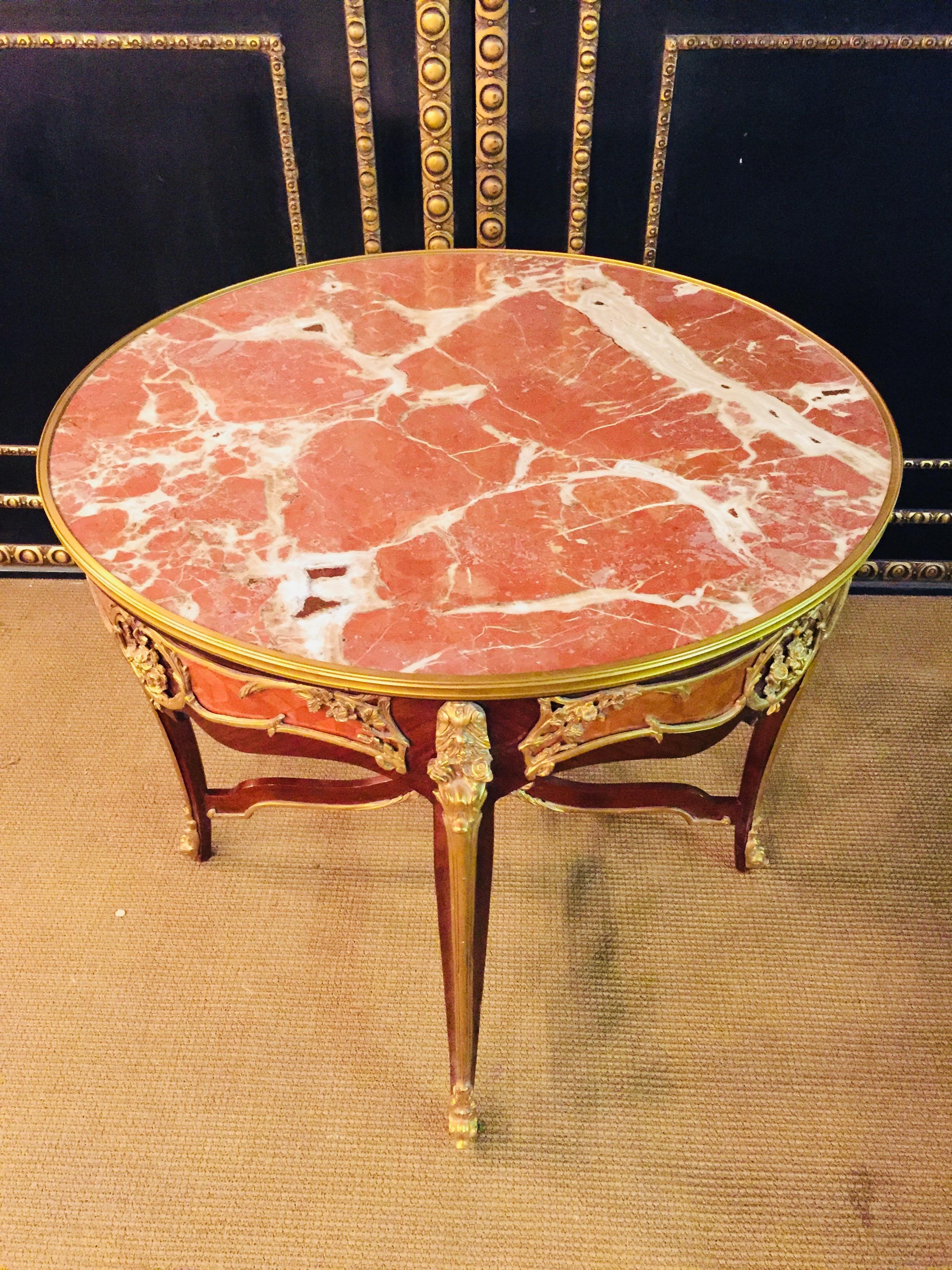 20th Century Louis XV Style French Salon Table with Marble 8