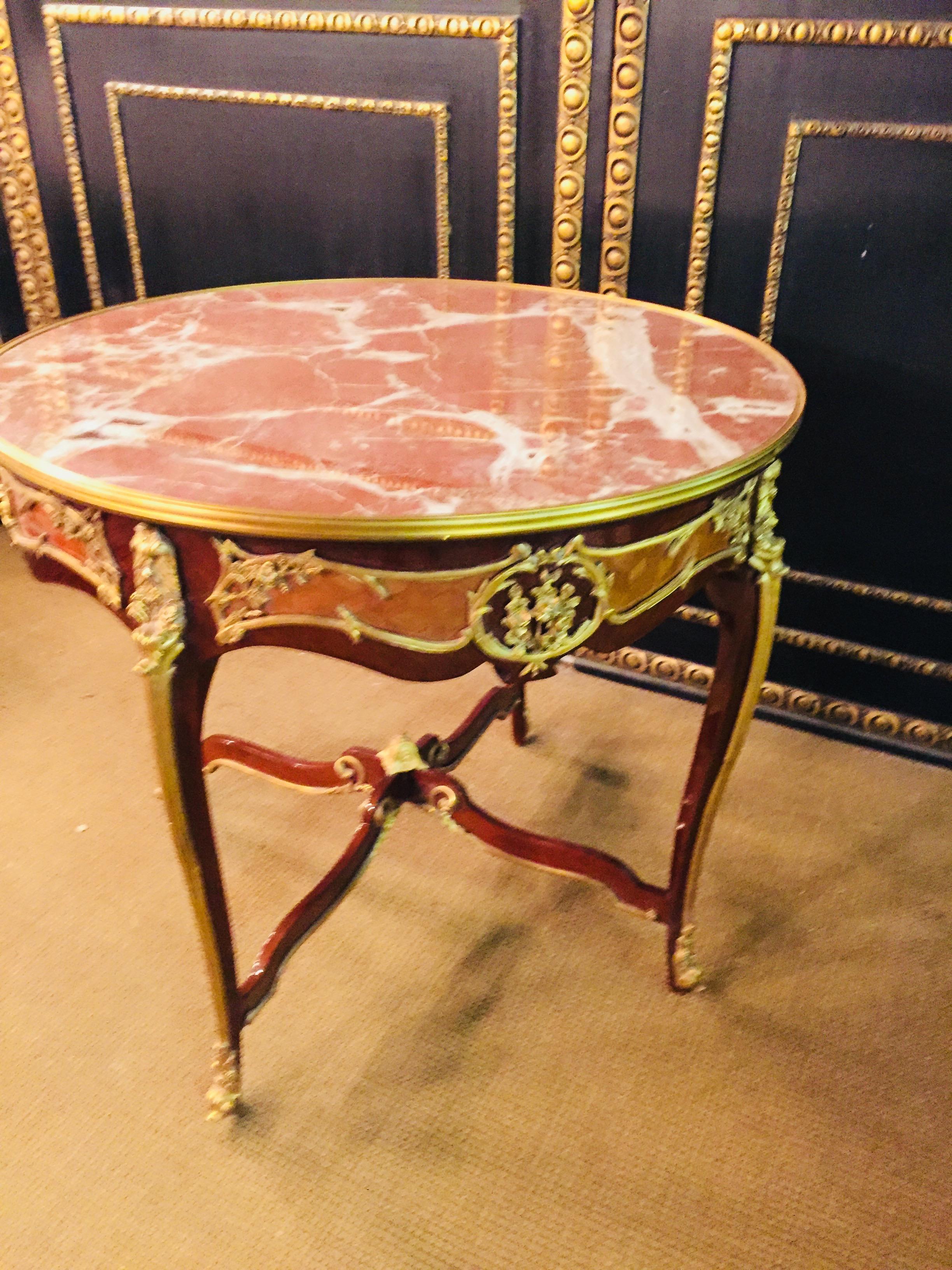 20th Century Louis XV Style French Salon Table with Marble 9