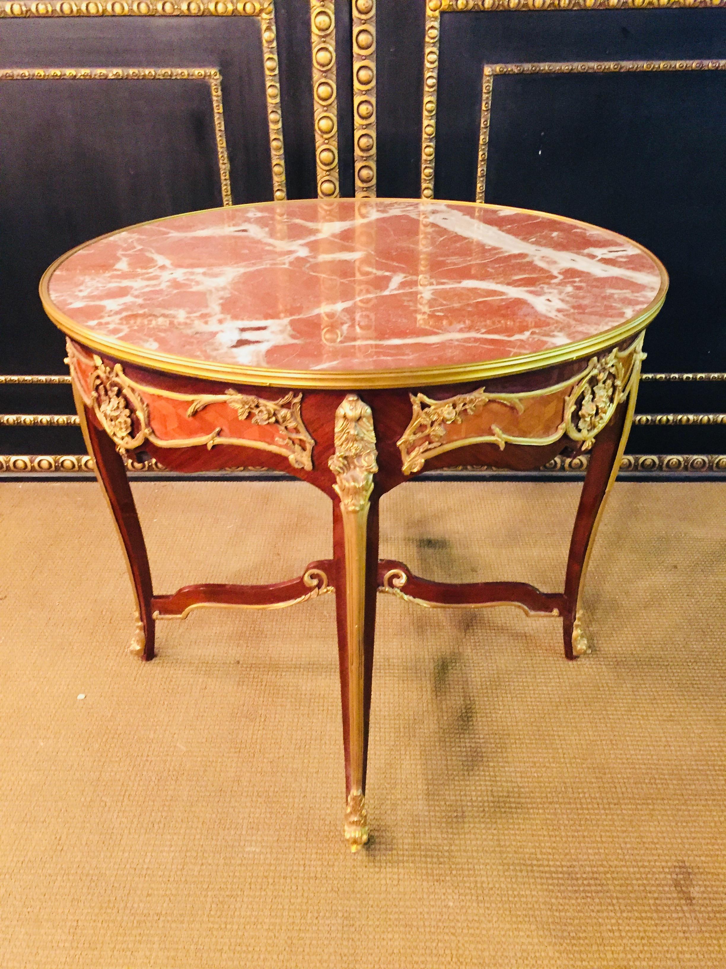 20th Century Louis XV Style French Salon Table with Marble 10