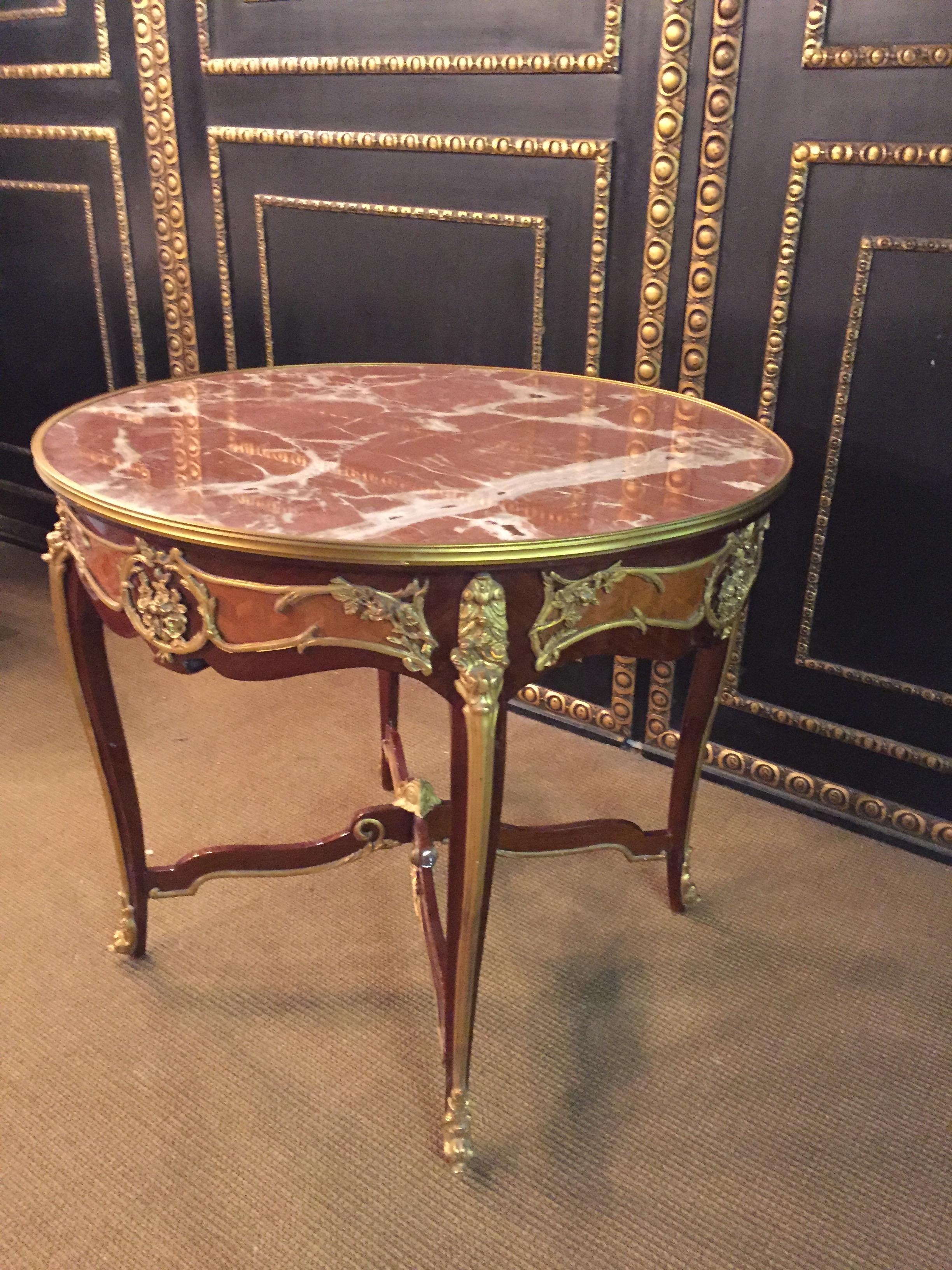 20th Century Louis XV Style French Salon Table with Marble In Good Condition In Berlin, DE