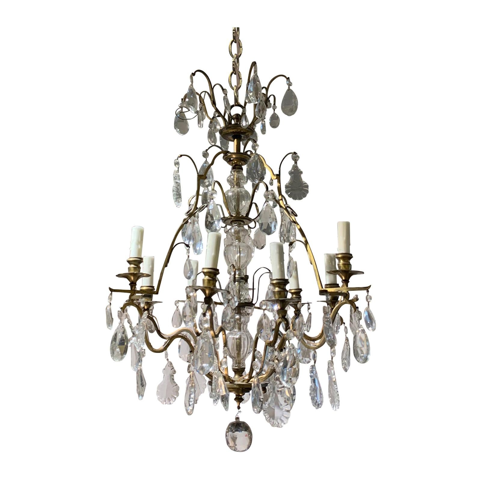 20th Century Louis XV Style Gilt Bronze and Crystal Chandelier For Sale