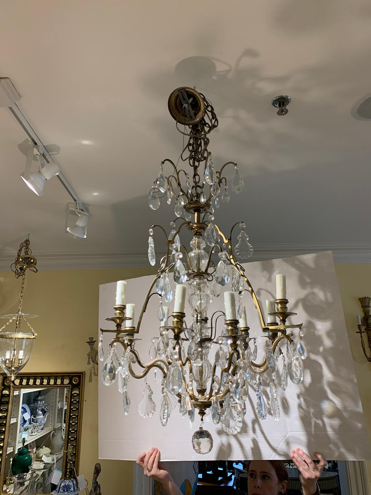 20th Century Louis XV Style Gilt Bronze and Crystal Chandelier In Good Condition For Sale In Atlanta, GA