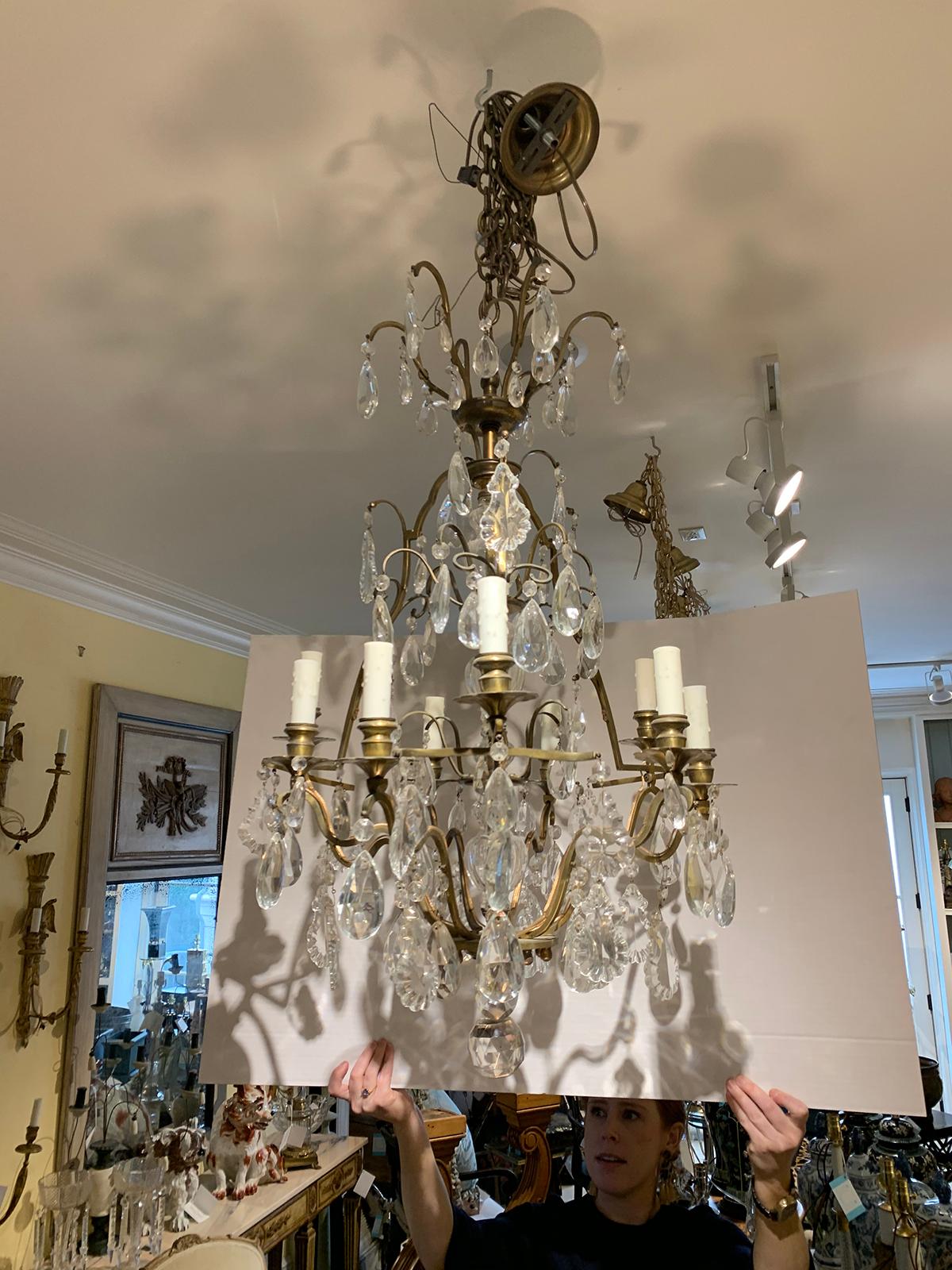 20th Century Louis XV Style Gilt Bronze and Crystal Chandelier For Sale 2