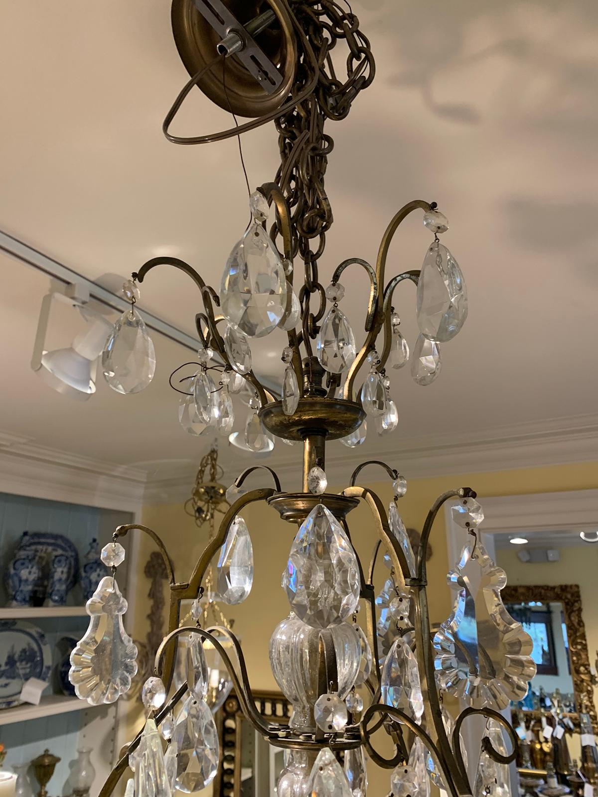 20th Century Louis XV Style Gilt Bronze and Crystal Chandelier For Sale 3
