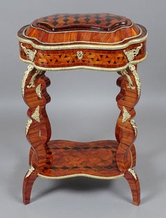 20th Century Louis XV Style Inlaid Side Table with Jewelry Compartment