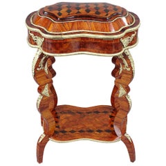 20th Century Louis XV Style Inlaid Side Table with Jewelry Compartment
