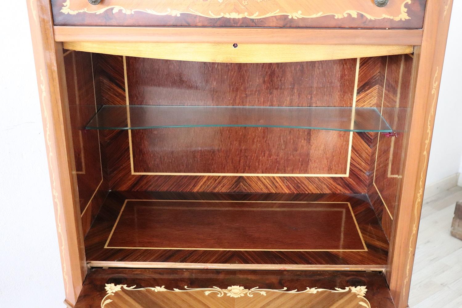 20th Century Louis XV Style Inlaid Wood Bar Cabinet 2