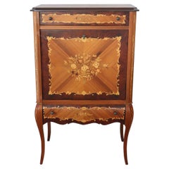 20th Century Louis XV Style Inlaid Wood Bar Cabinet