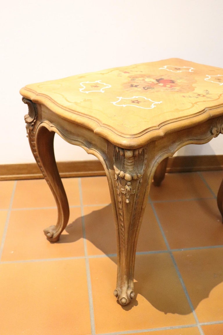 20th Century Louis XV Style Inlaid Wood Side Table or Sofa Table For Sale 4