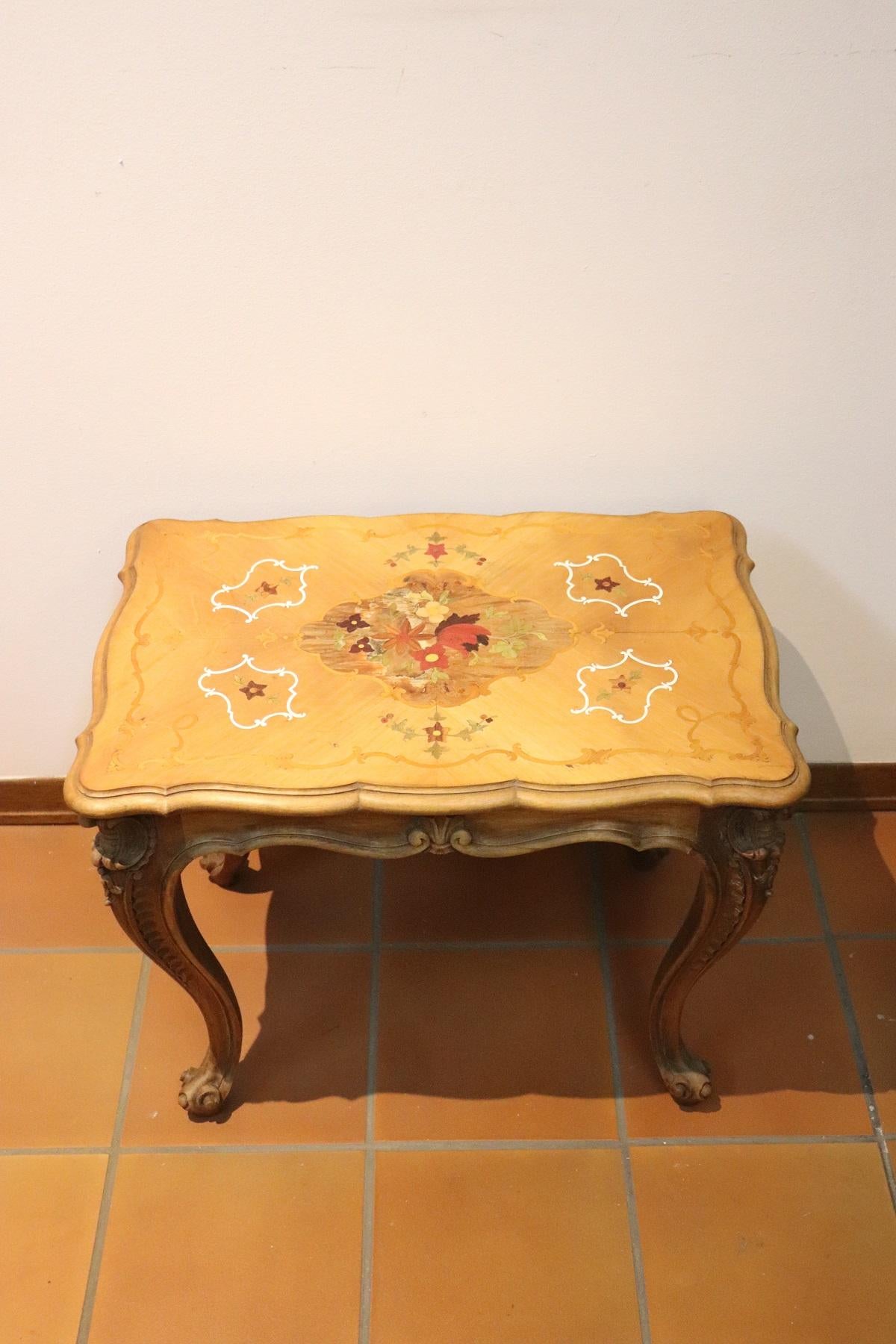 20th Century Louis XV Style Inlaid Wood Side Table or Sofa Table 1
