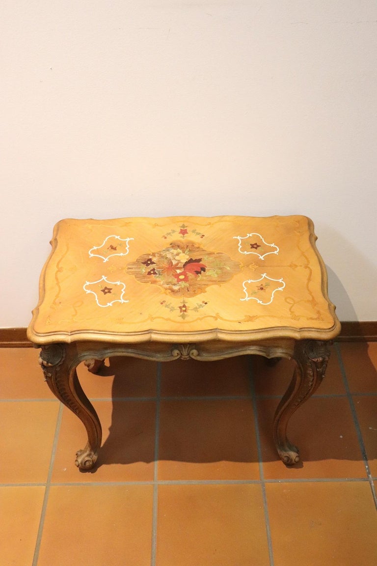 20th Century Louis XV Style Inlaid Wood Side Table or Sofa Table For Sale 1