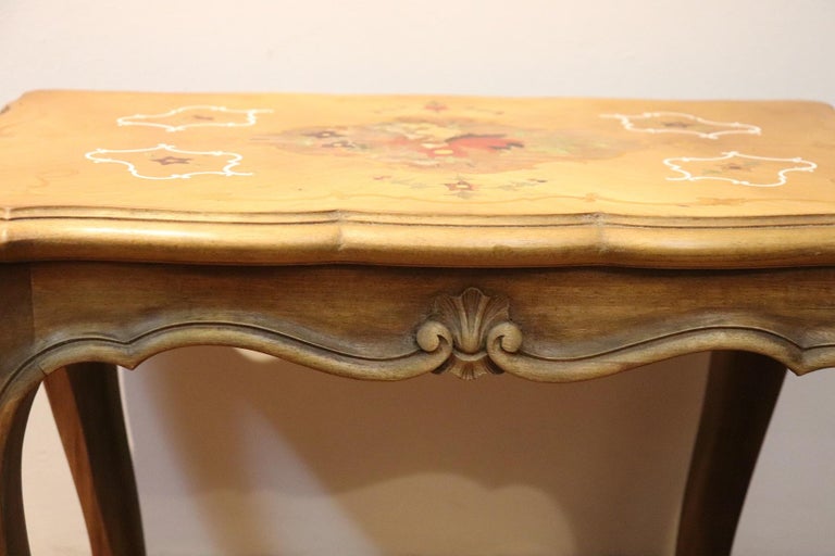 20th Century Louis XV Style Inlaid Wood Side Table or Sofa Table For Sale 3