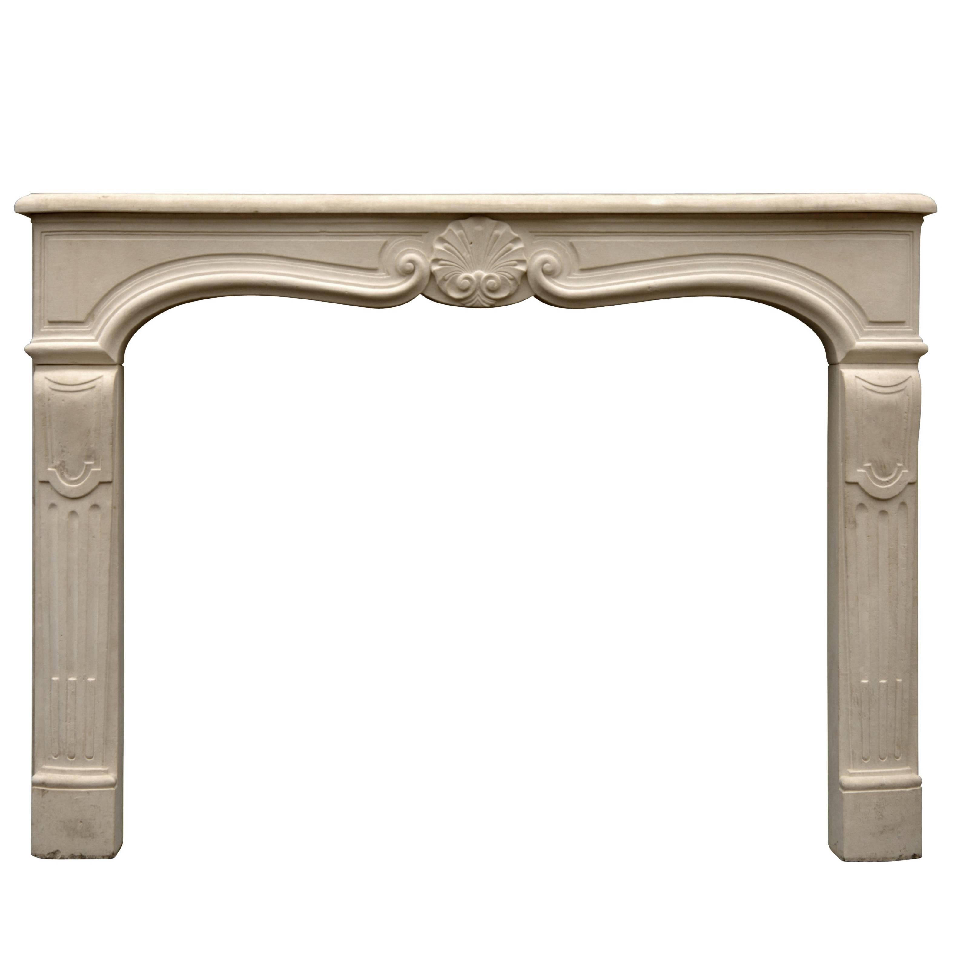 20th Century Louis XV Style Limestone Fireplace