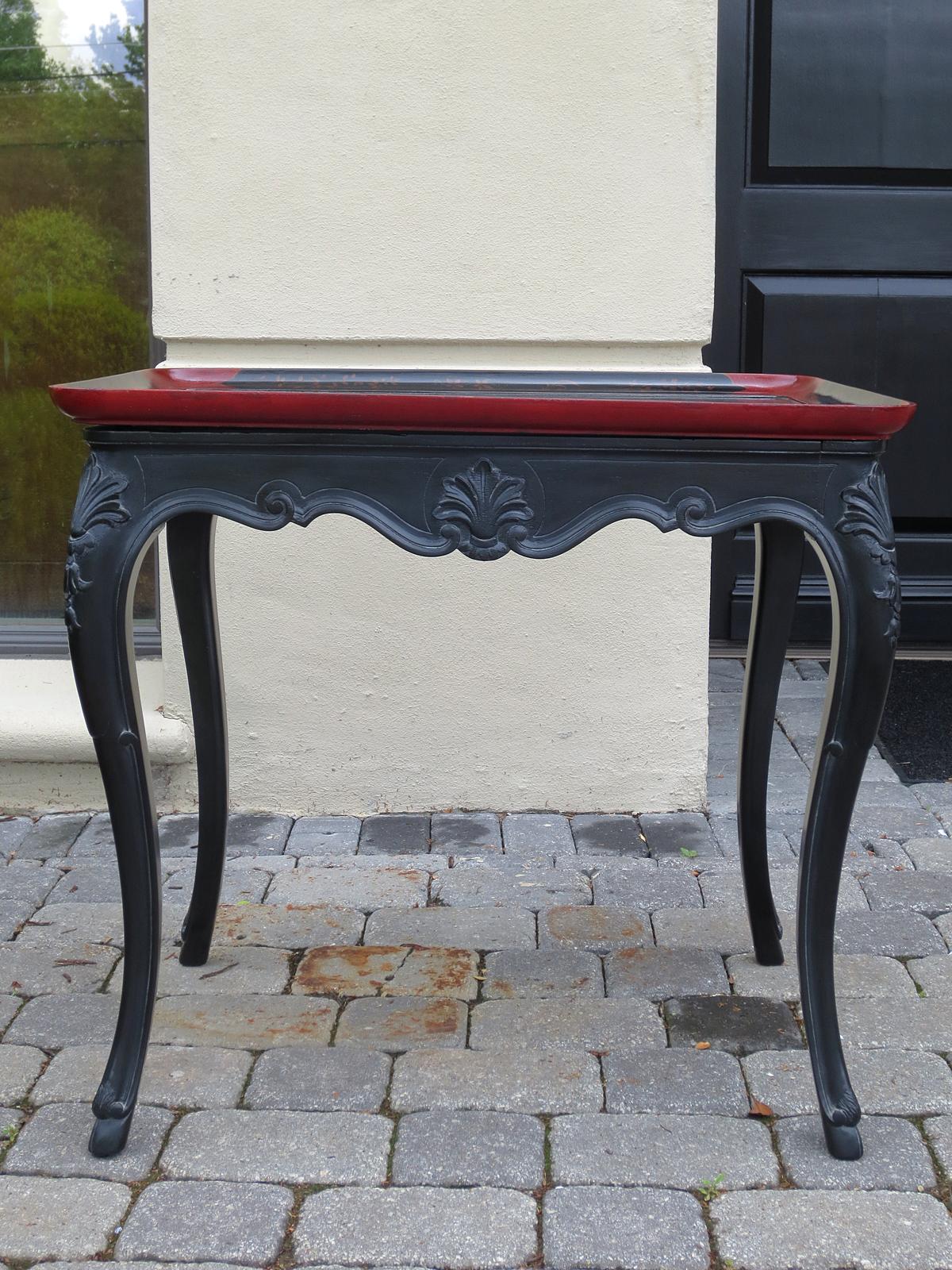 20th century Louis XV style oriental custom painted tray table.