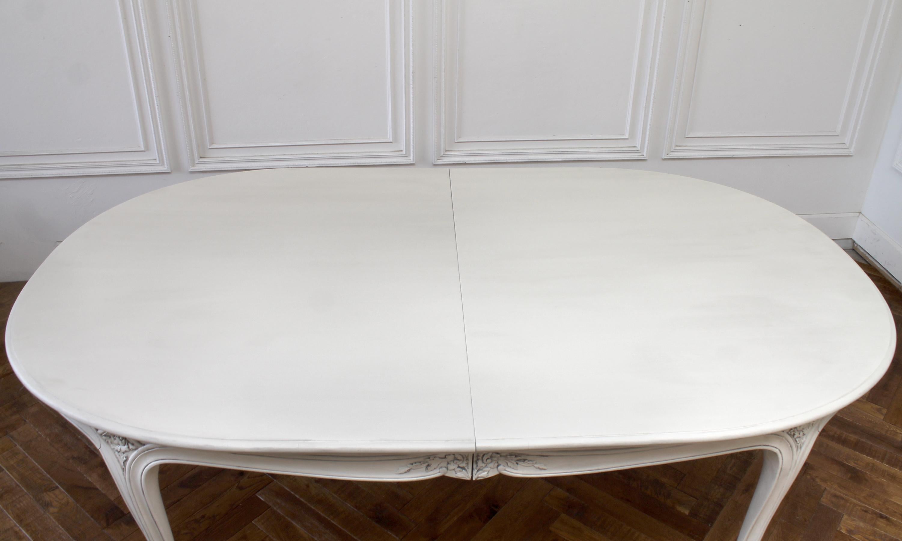 20th Century Louis XV Style Painted Dining Table with Leaves 13