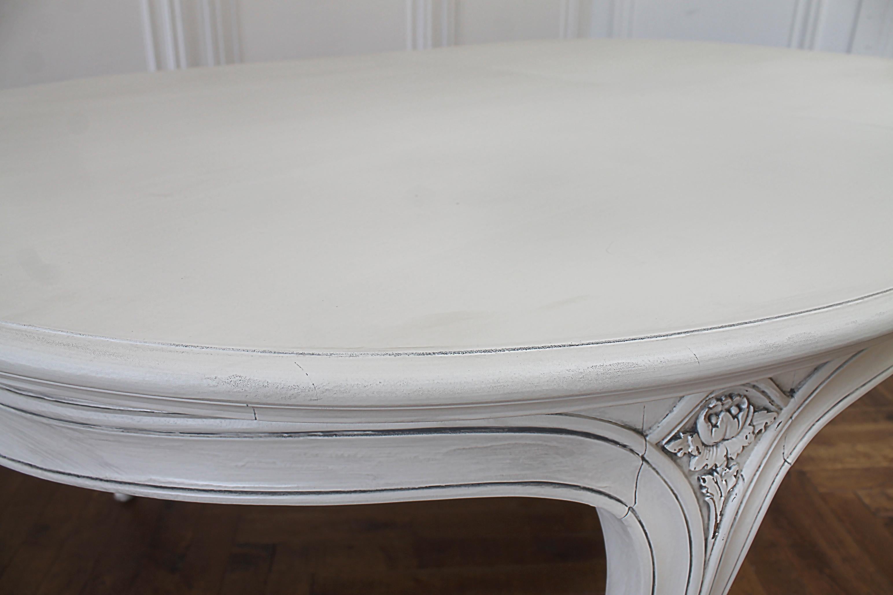 20th Century Louis XV Style Painted Dining Table with Leaves 14