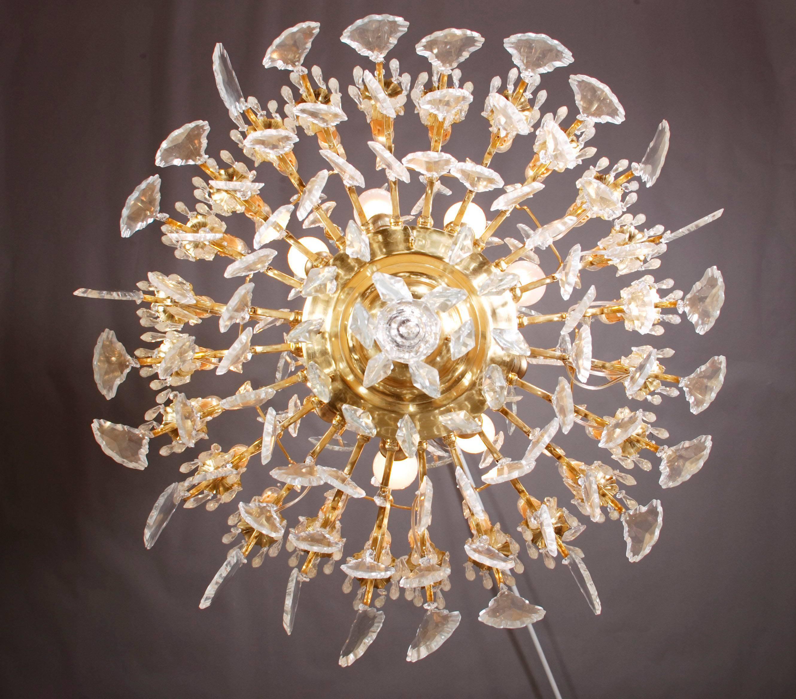 Brass 20th Century Louis XV Style Prisms Chandelier For Sale