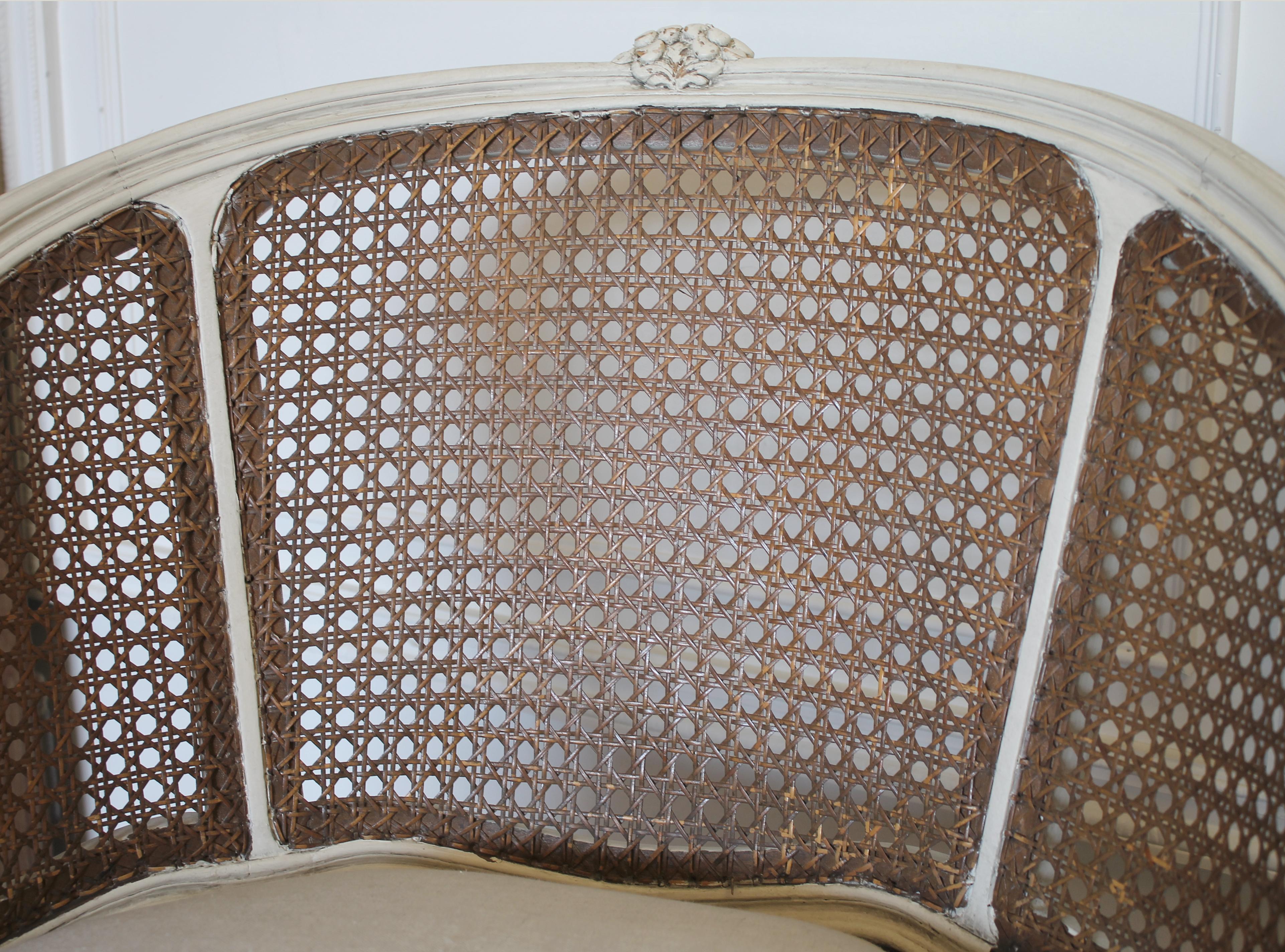 20th Century Louis XV Style Swivel Vanity Chair with Cane In Good Condition In Old Town Orange, CA