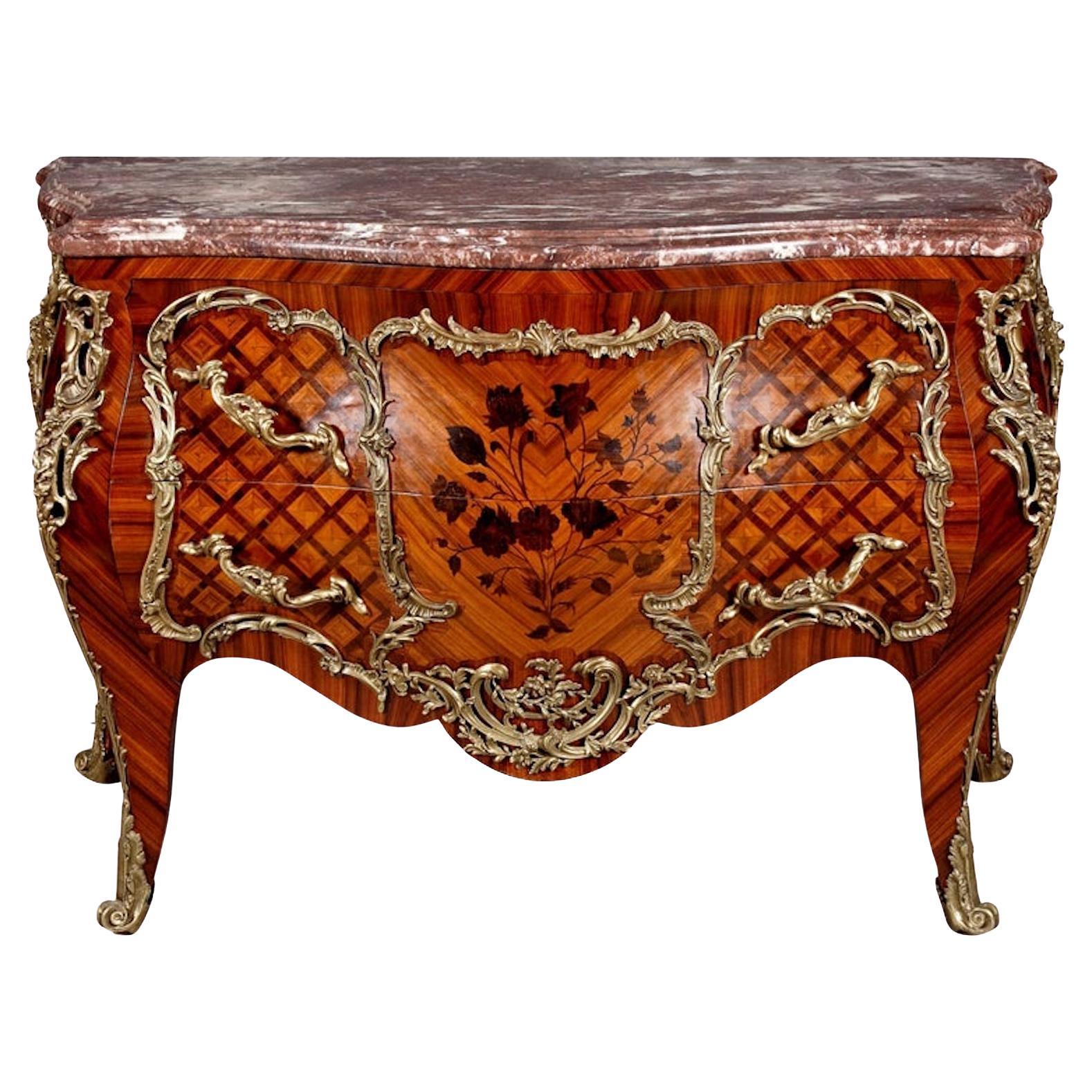 20th Century Louis XV Style Tulipwood French Commode