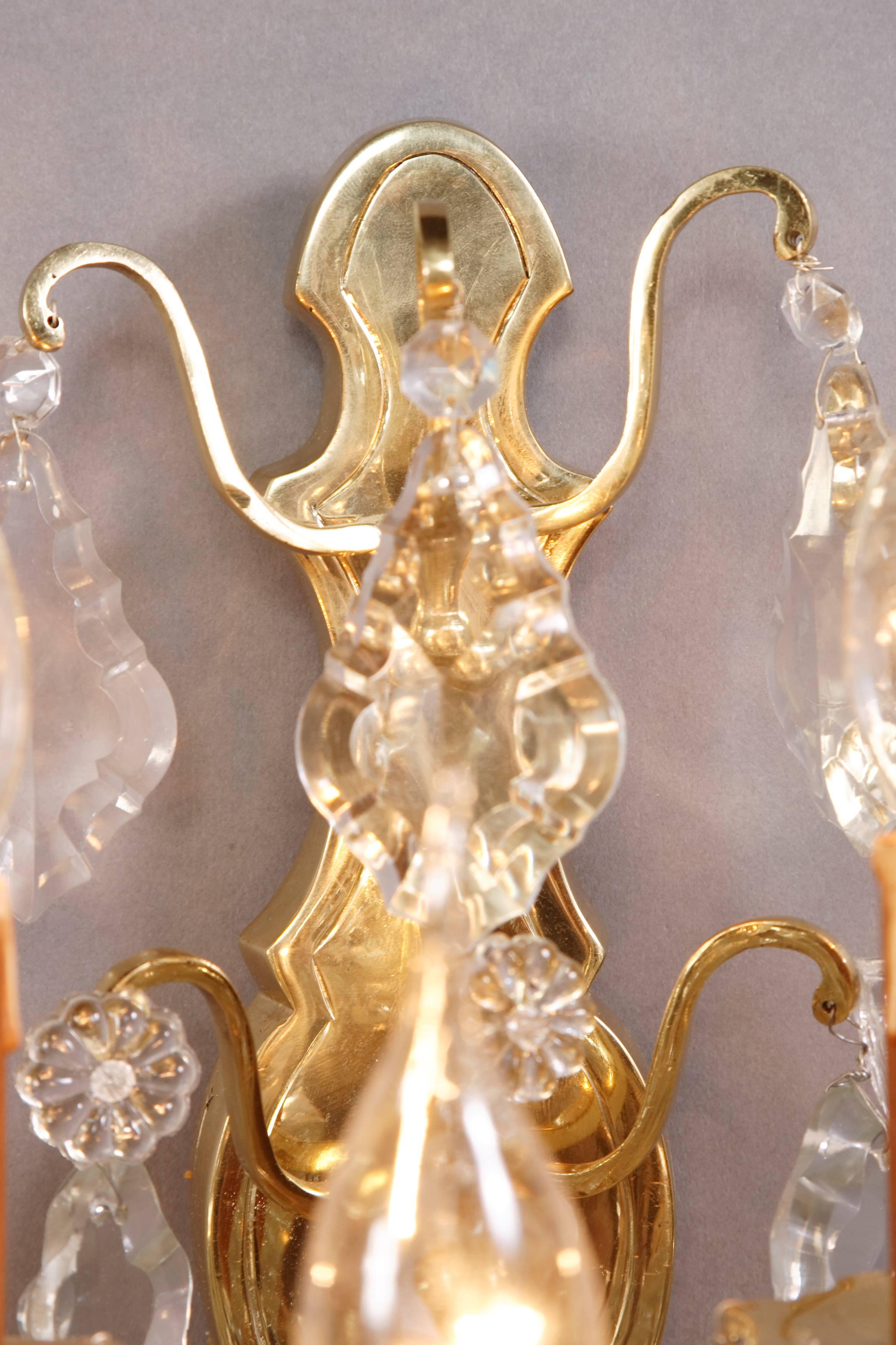 Crystal 20th Century Louis XV Style Wall Lights For Sale