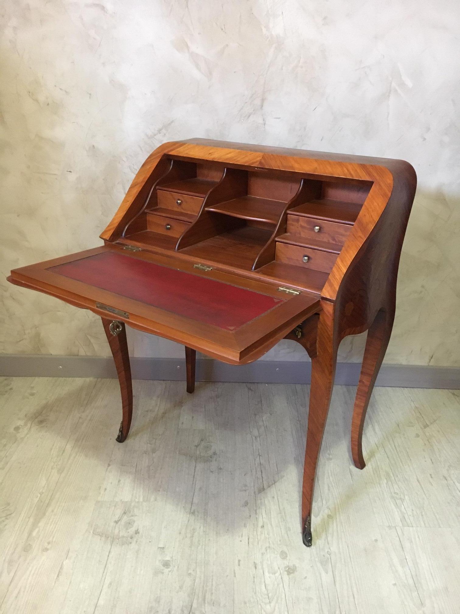 20th Century Louis XV Style Walnut Secretaire Desk, 1950s 9