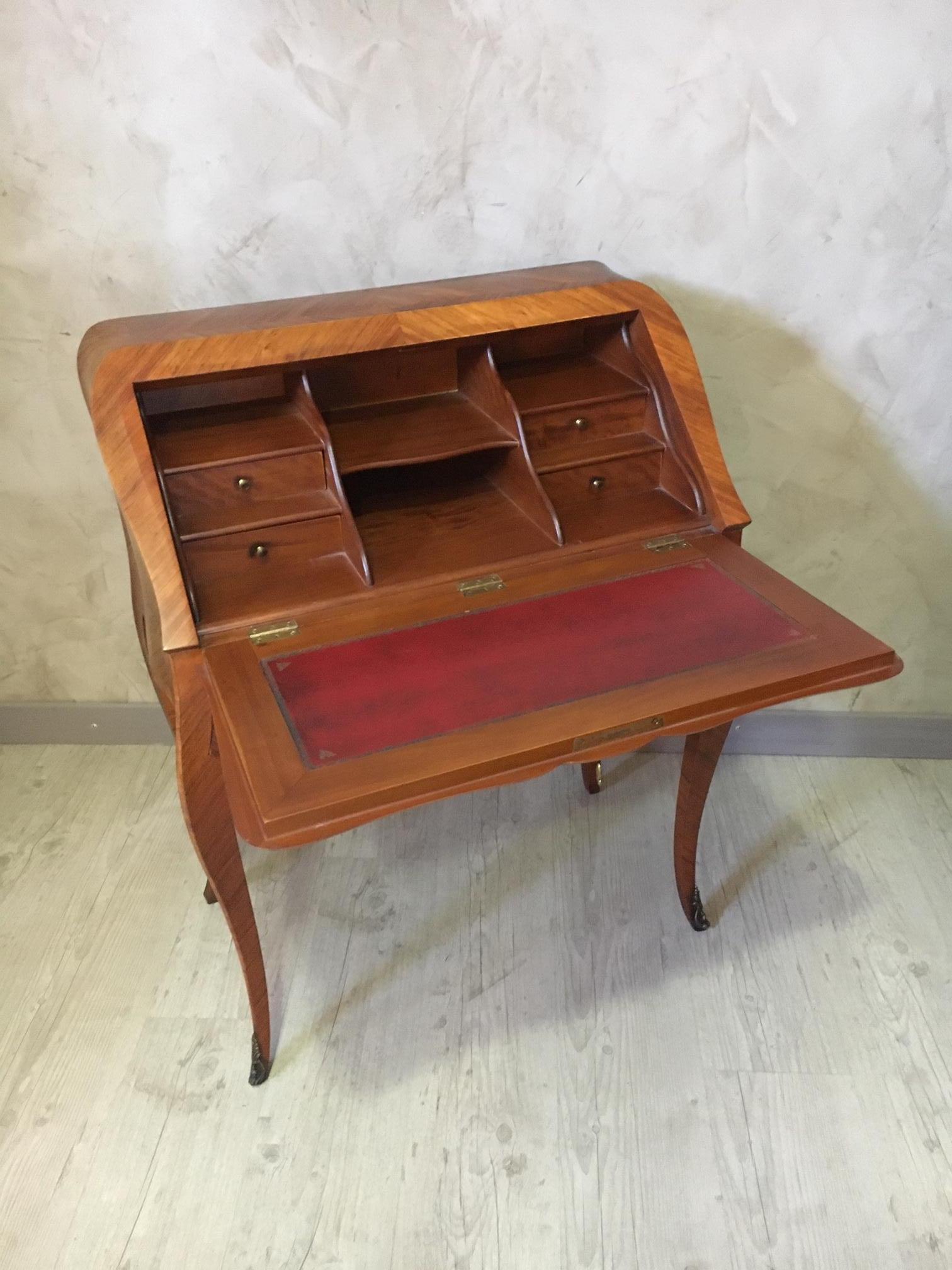 20th Century Louis XV Style Walnut Secretaire Desk, 1950s In Good Condition In LEGNY, FR