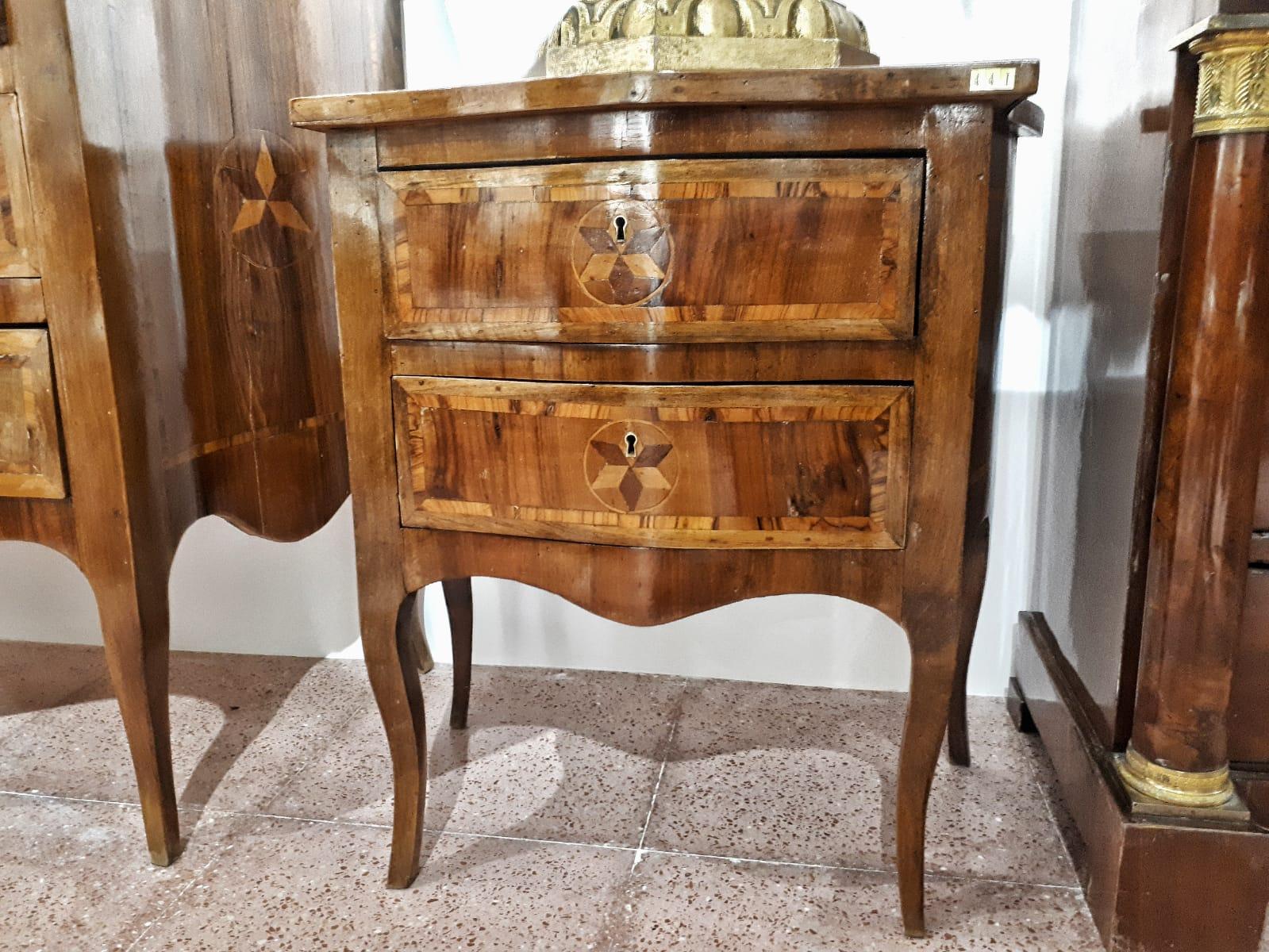 Inlay Late 19th Century Napoleon III Walnut Chest of Drawer Bedside Tables  For Sale