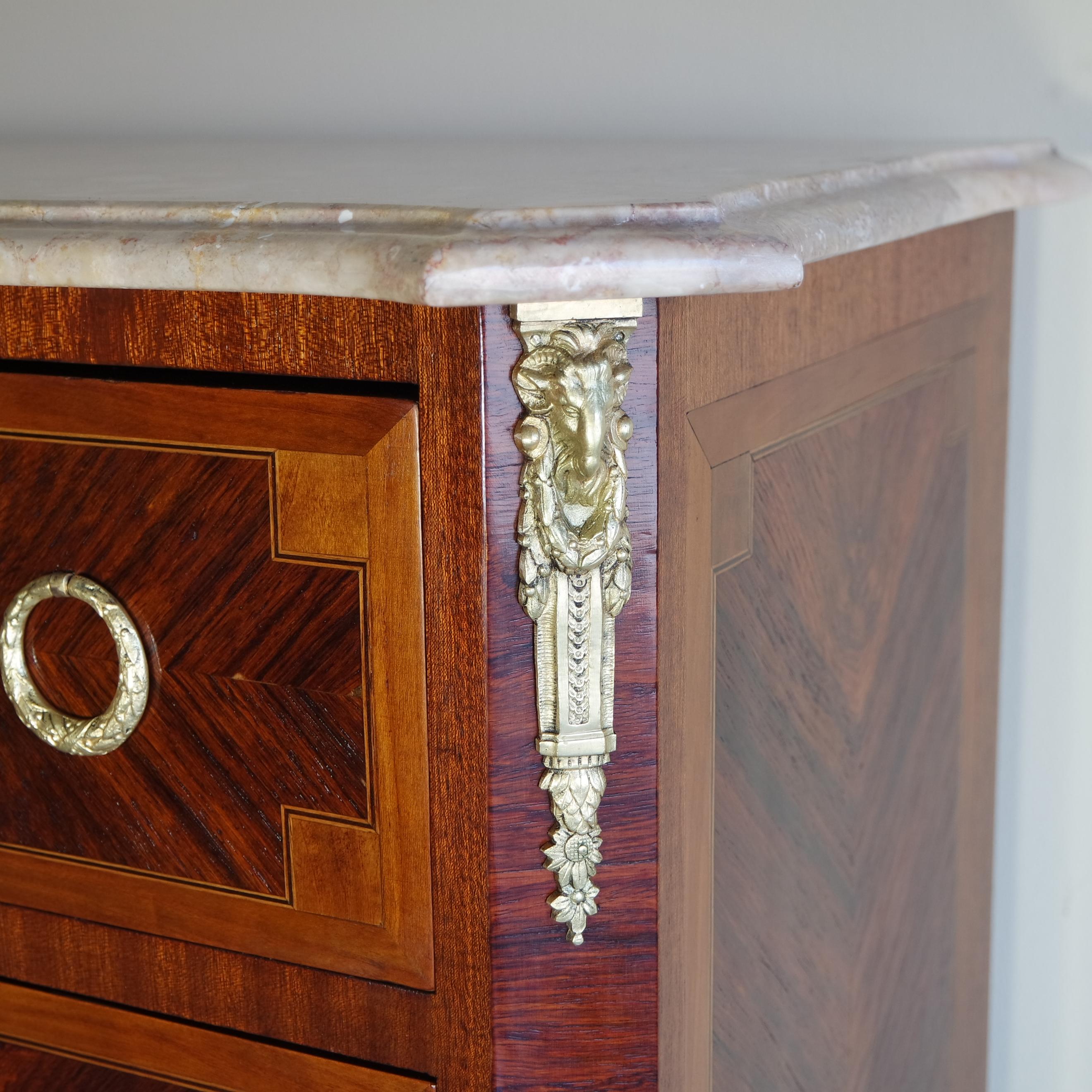 20th Century Louis XVI French Rosewood Chest of Drawers For Sale 2