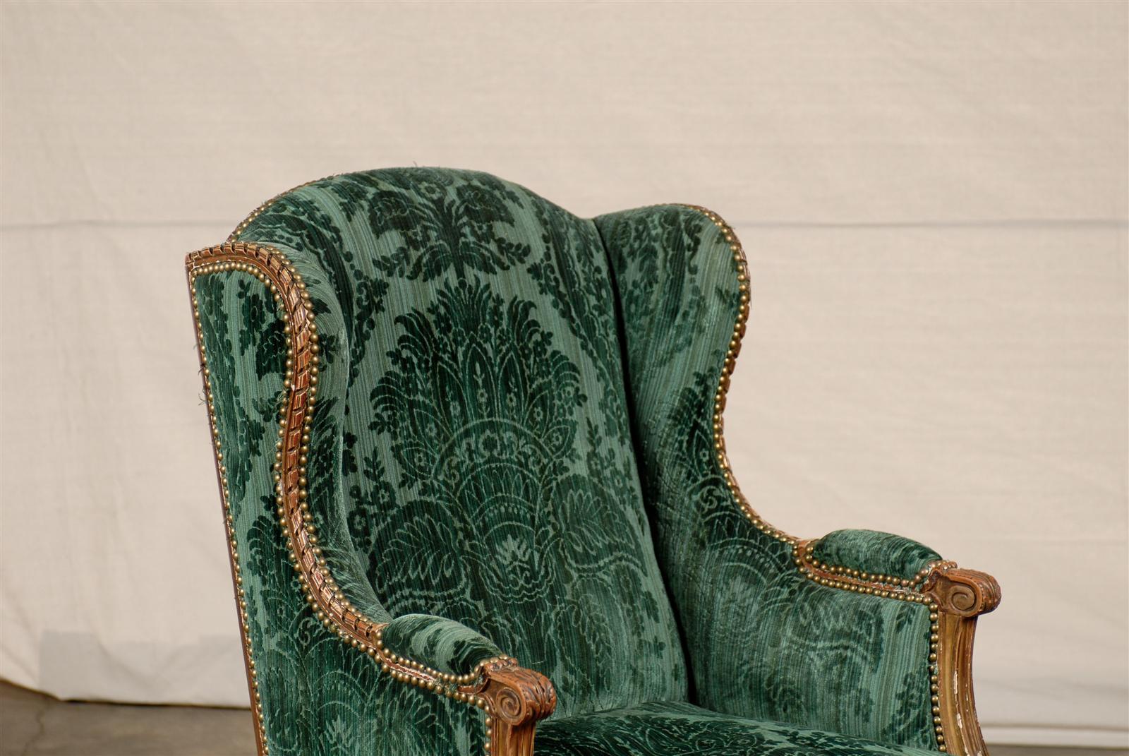 20th Century Louis XVI Giltwood Wingback Chair 1