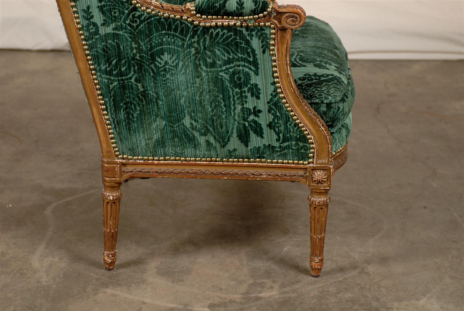 20th Century Louis XVI Giltwood Wingback Chair 4