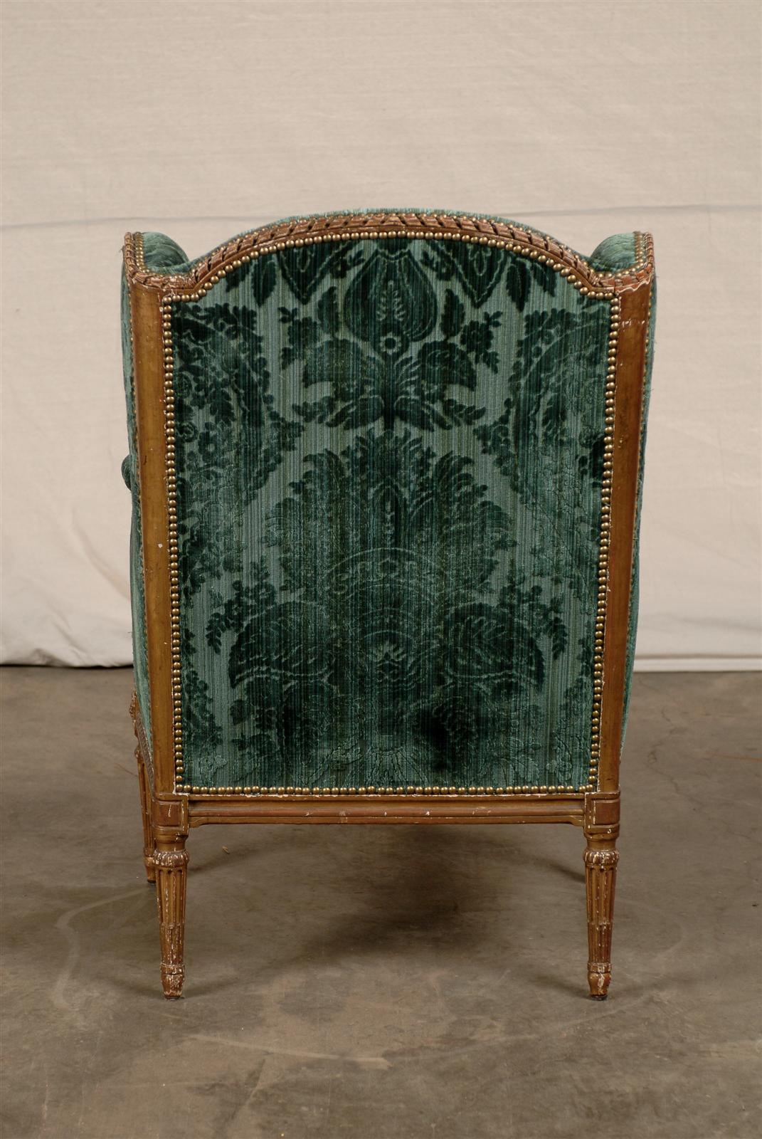 20th Century Louis XVI Giltwood Wingback Chair 5