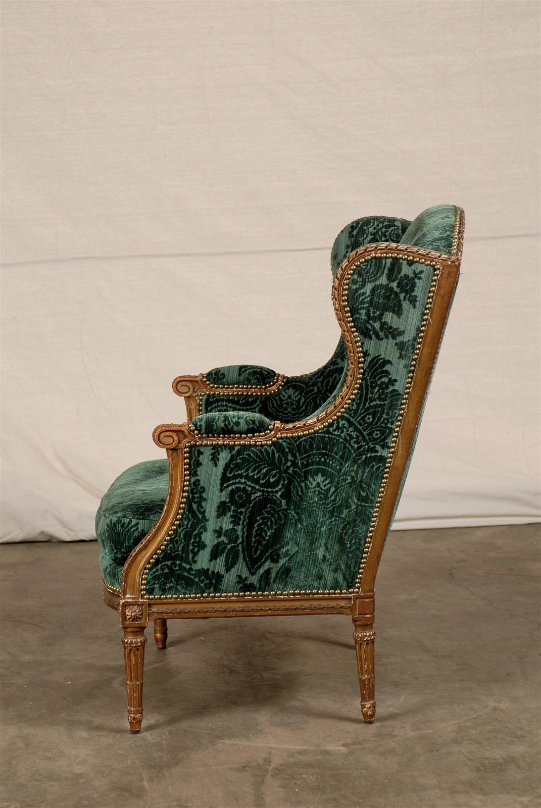 20th Century Louis XVI Giltwood Wingback Chair 6