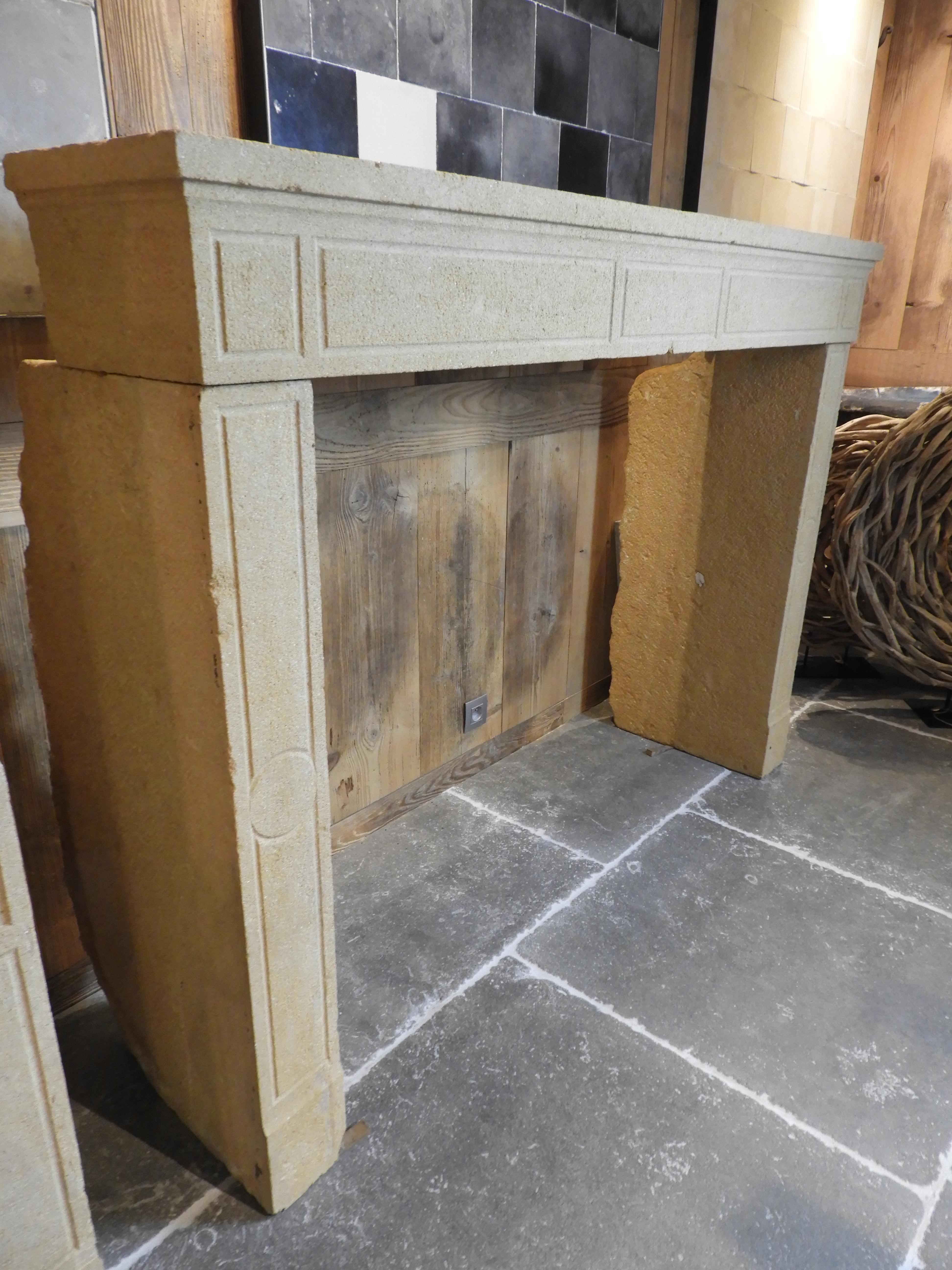 20th Century Louis XVI Simple Fireplace in French Limestone For Sale 3