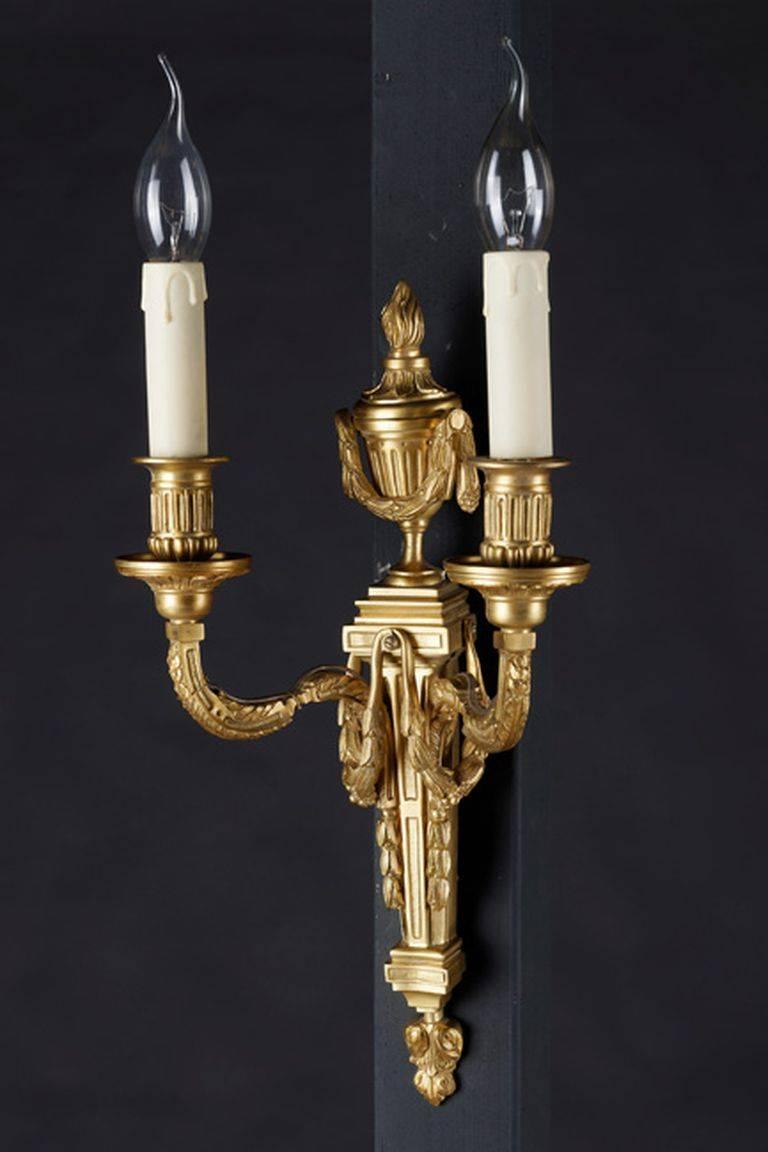 Gilt 20th Century Louis XVI Style Applique/Wall Lamp For Sale