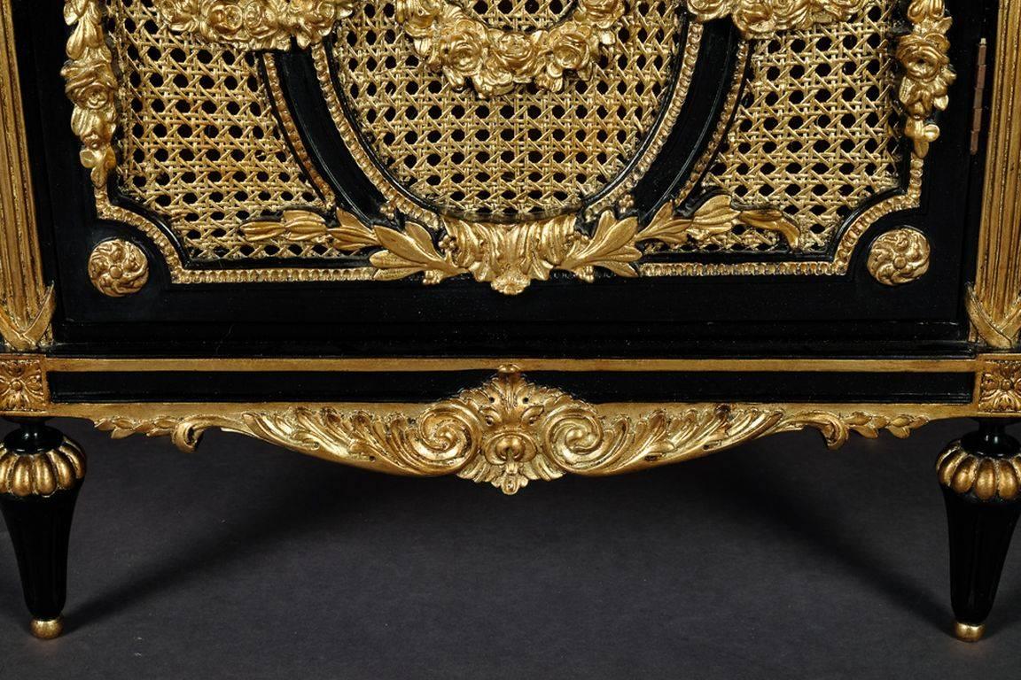 20th Century Louis XVI Style Black Piano French Vitrine 3